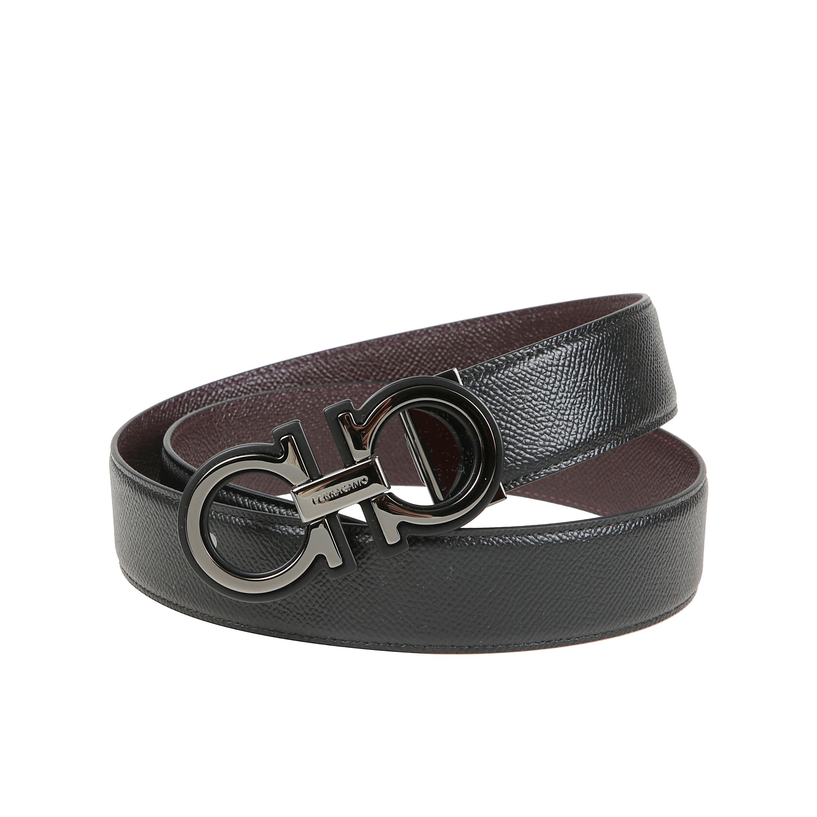 Cintura reversibile e regolabile con fibbia gancini