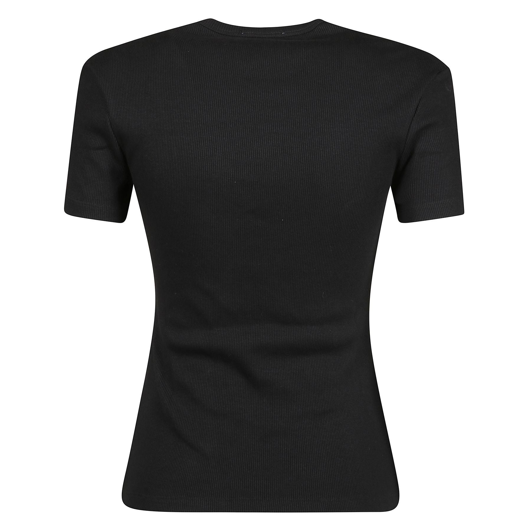 Top in maglia a coste con logo ricamato a contrasto sul petto