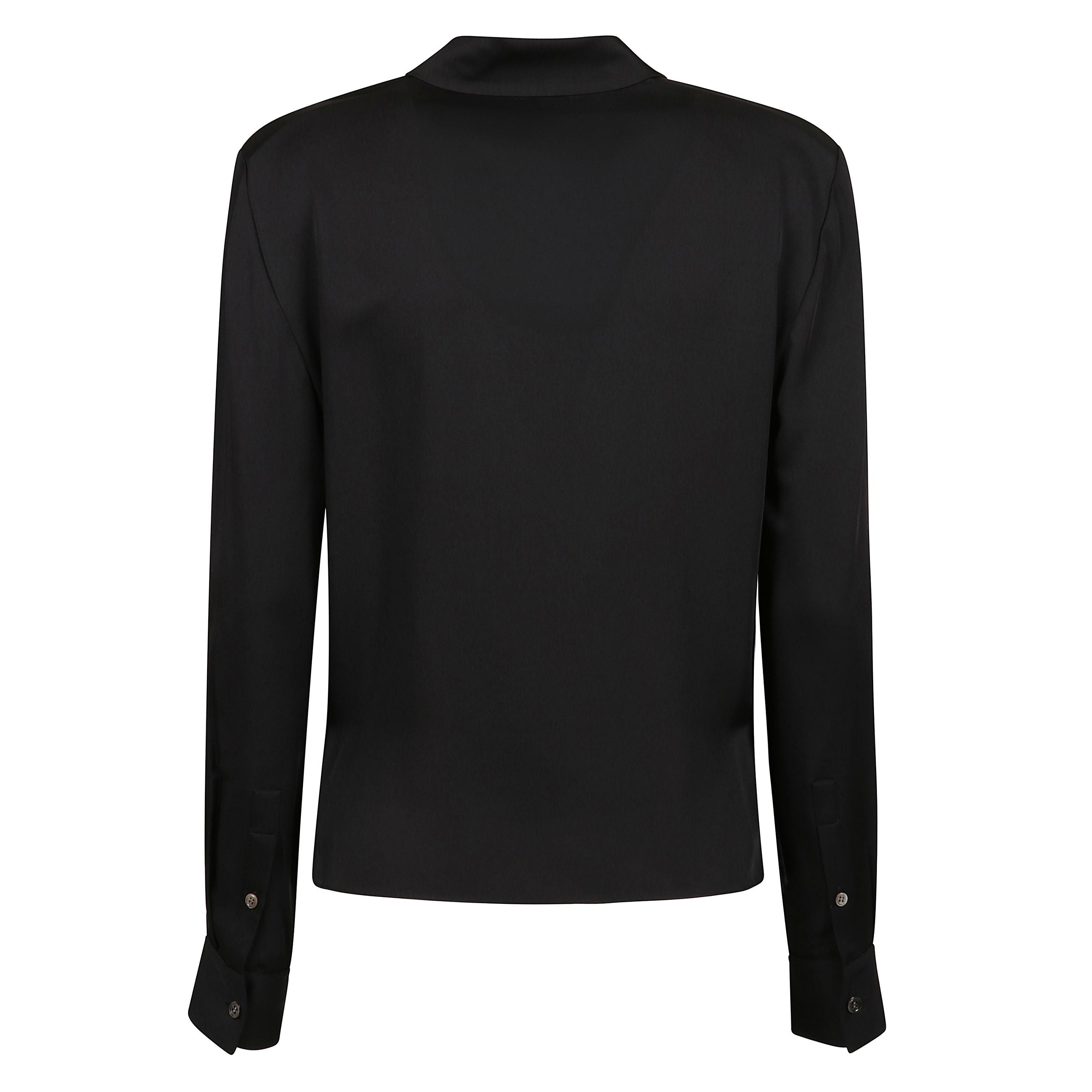 Blusa nera a maniche lunghe con revers a lancia