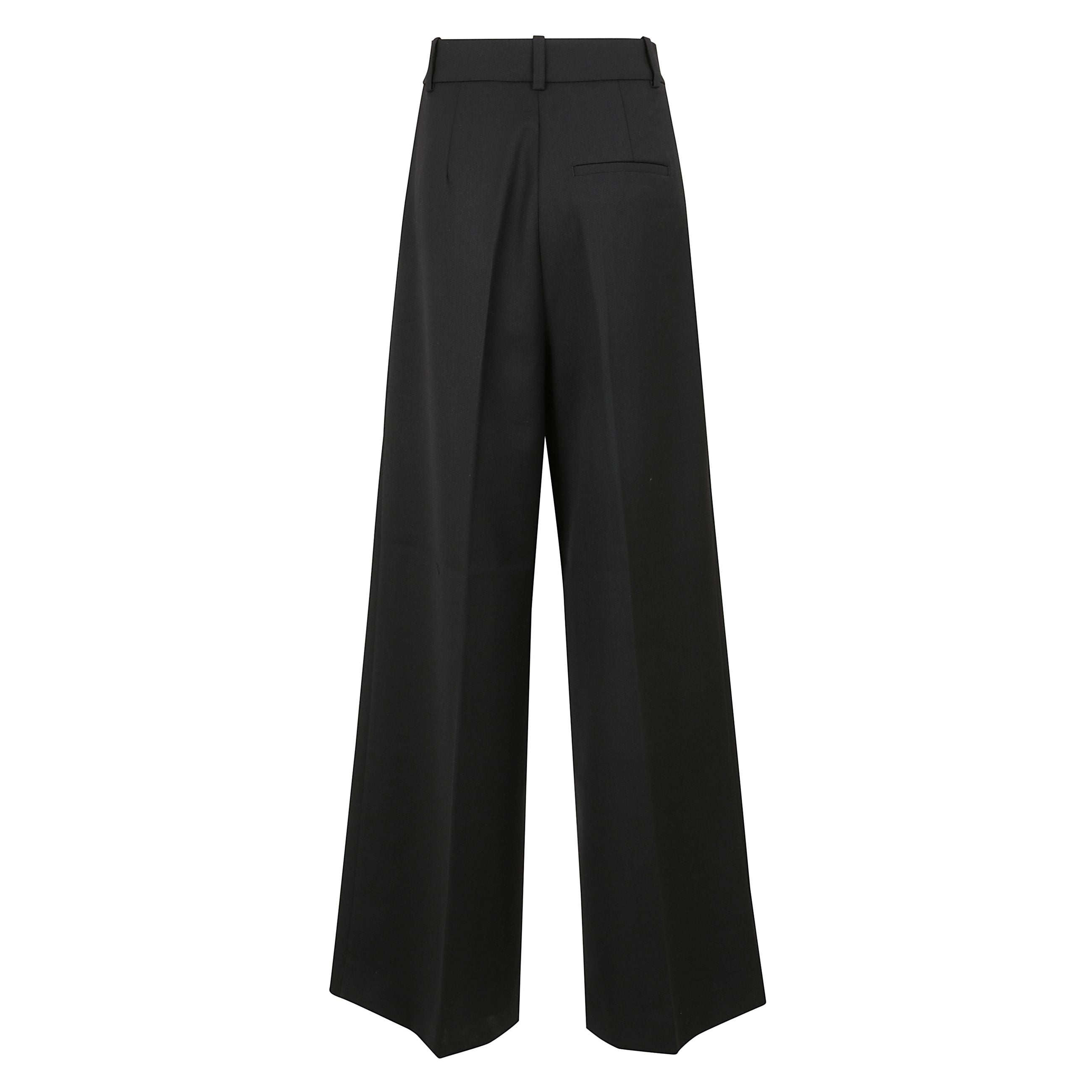 Pantaloni a palazzo con pinces, chiusura nascosta frontale con bottone, gancio e zip