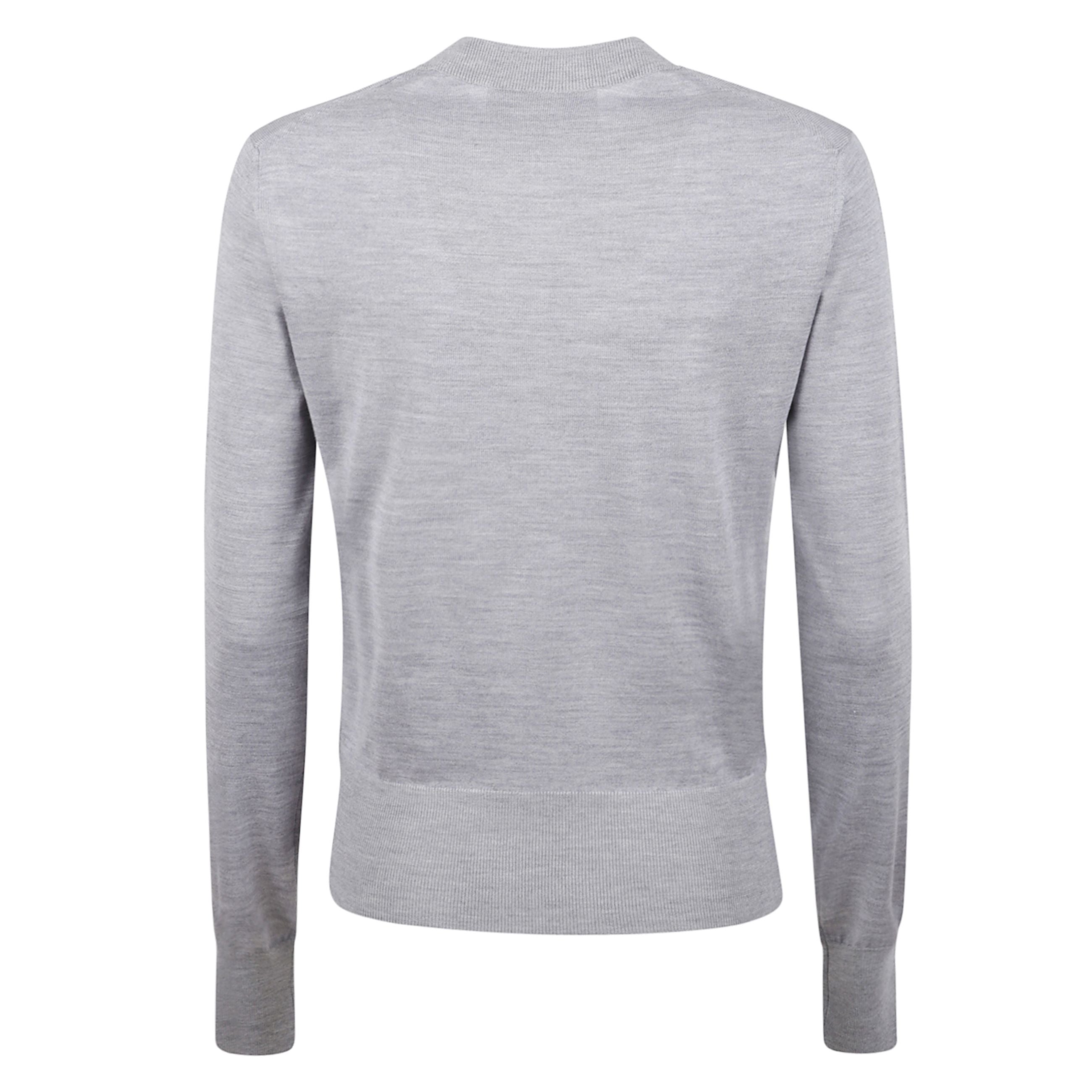 Maglione girocollo grigio a maniche lunghe, con polsini e orlo a costine, logo ami paris tono su tono ricamato sul fronte.