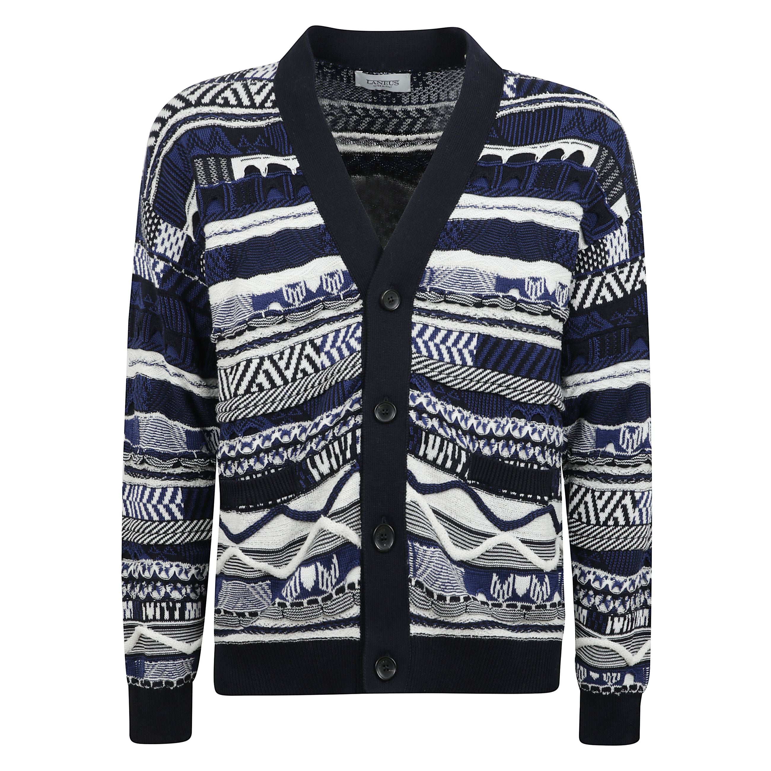 Cardigan "laneus" jacquard in filato di cotone
presenta una silhouette oversize con spalla scesa e chiusura frontale a 4 bottoni.