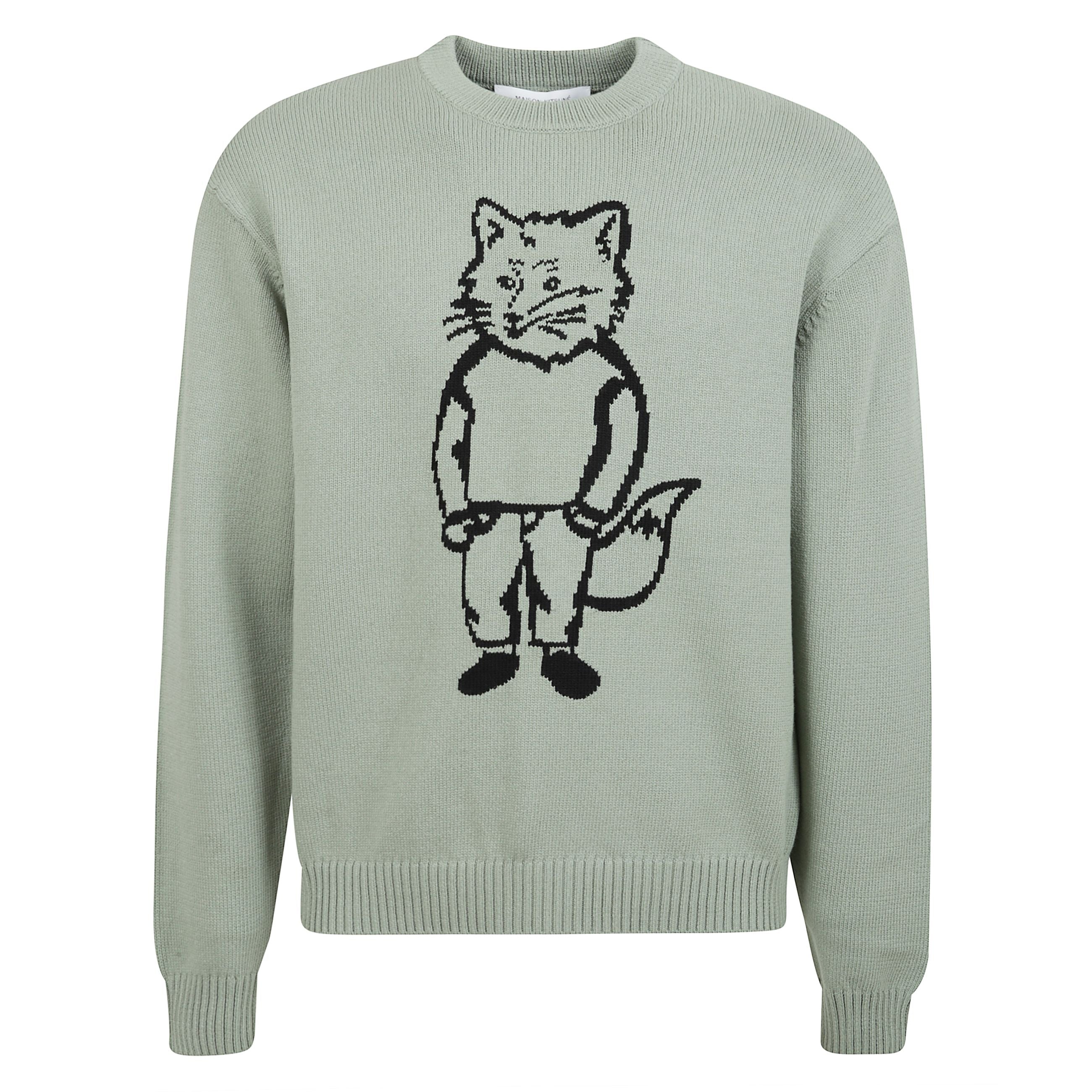 Maglione girocollo a maniche lunghe verde menta con polsini e fondo a costine.