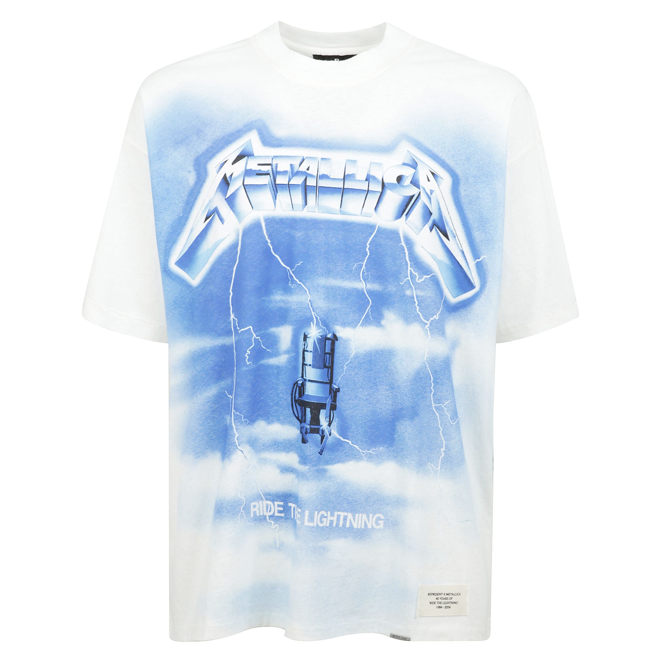 Metallica ride the lightning t-shirt a girocollo con stampa sul davanti e sul retro