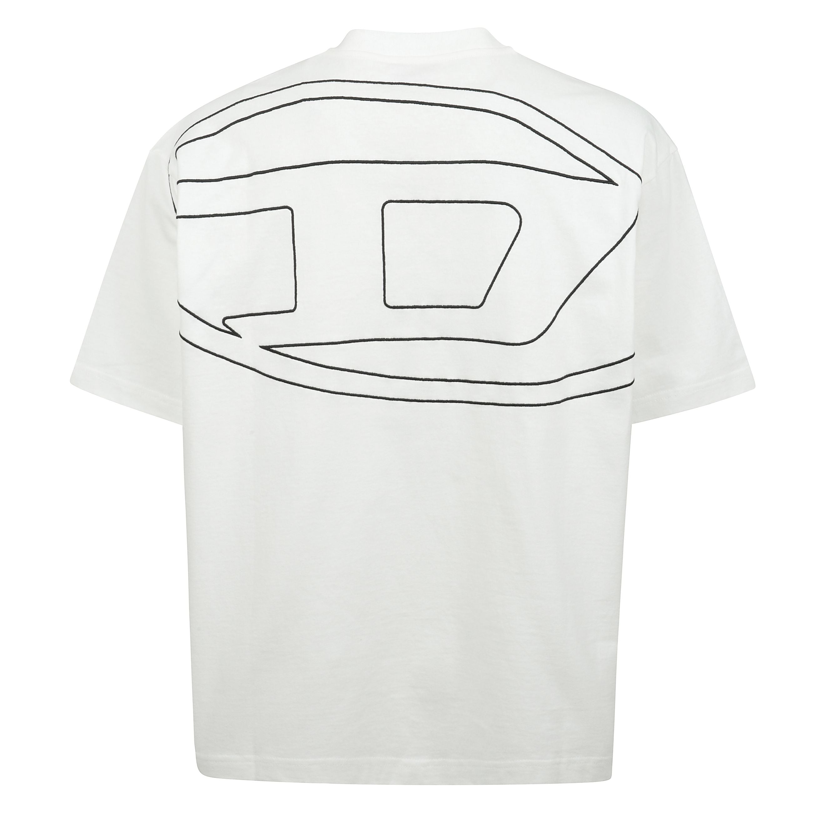 T-boggy-megoval-d maglietta con macro logo oval d ricamato a contrasto sul retro e sul petto in versione mini tono su tono.