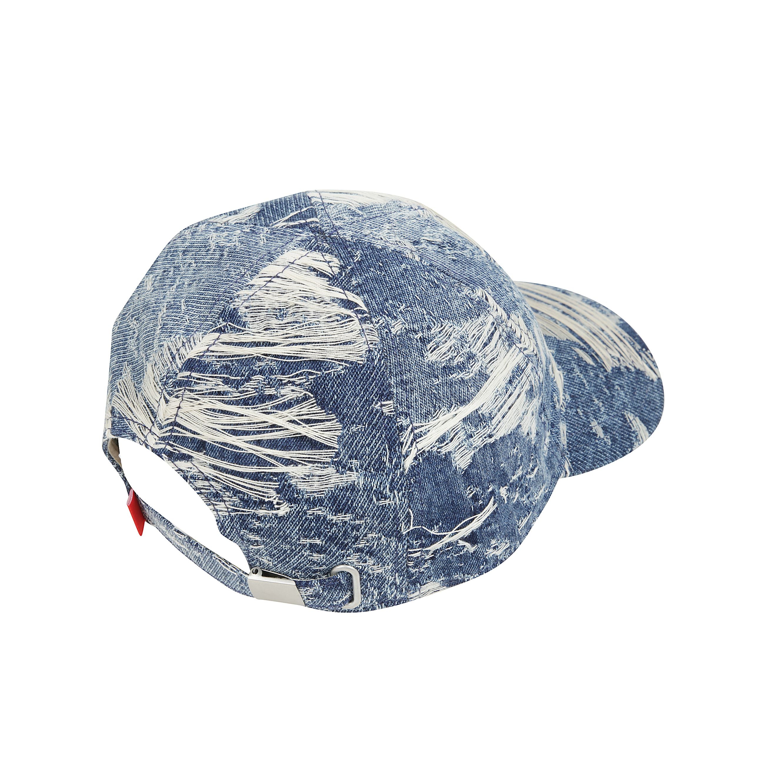 Cappello c-assidy diesel in denim distressed con visiera rigida e cinturino regolabile