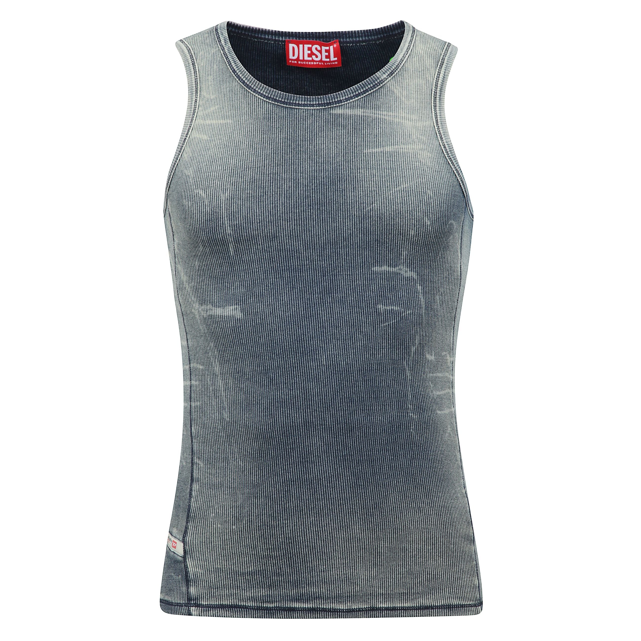 Top in maglia a coste a girocollo e senza maniche