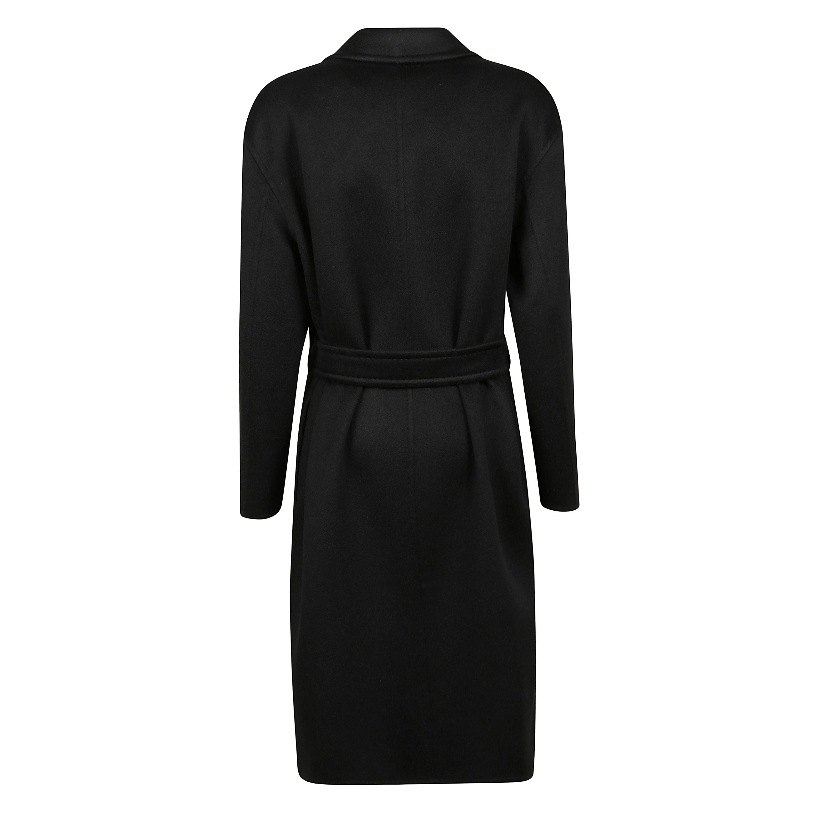 Cappotto midi in doppio tessuto di cashmere, modello a vestaglia, manica lunga con spalla scesa, tasche, spacco posteriore, cintura removibile.