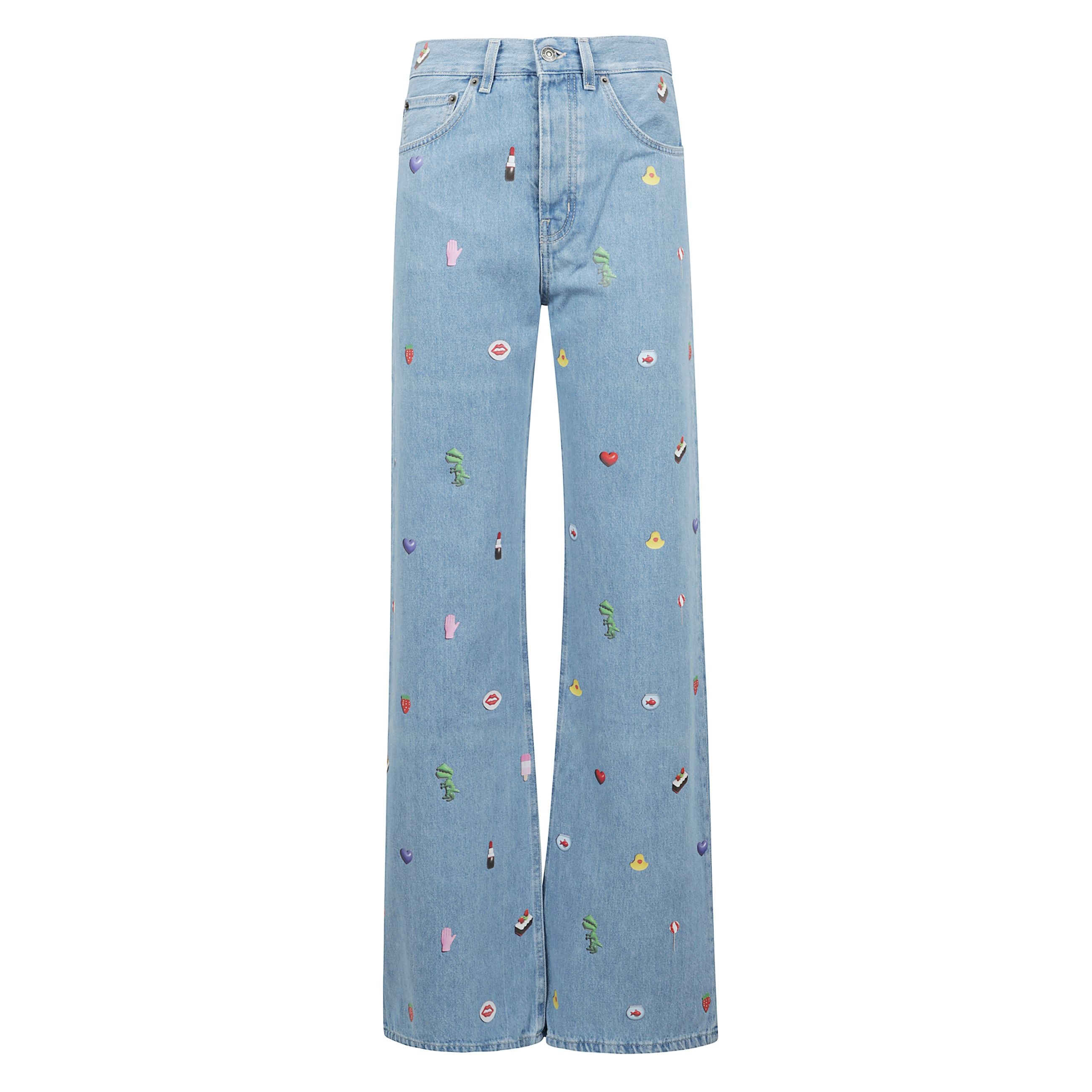 Pantalone in denim fiorucci con stampa all over