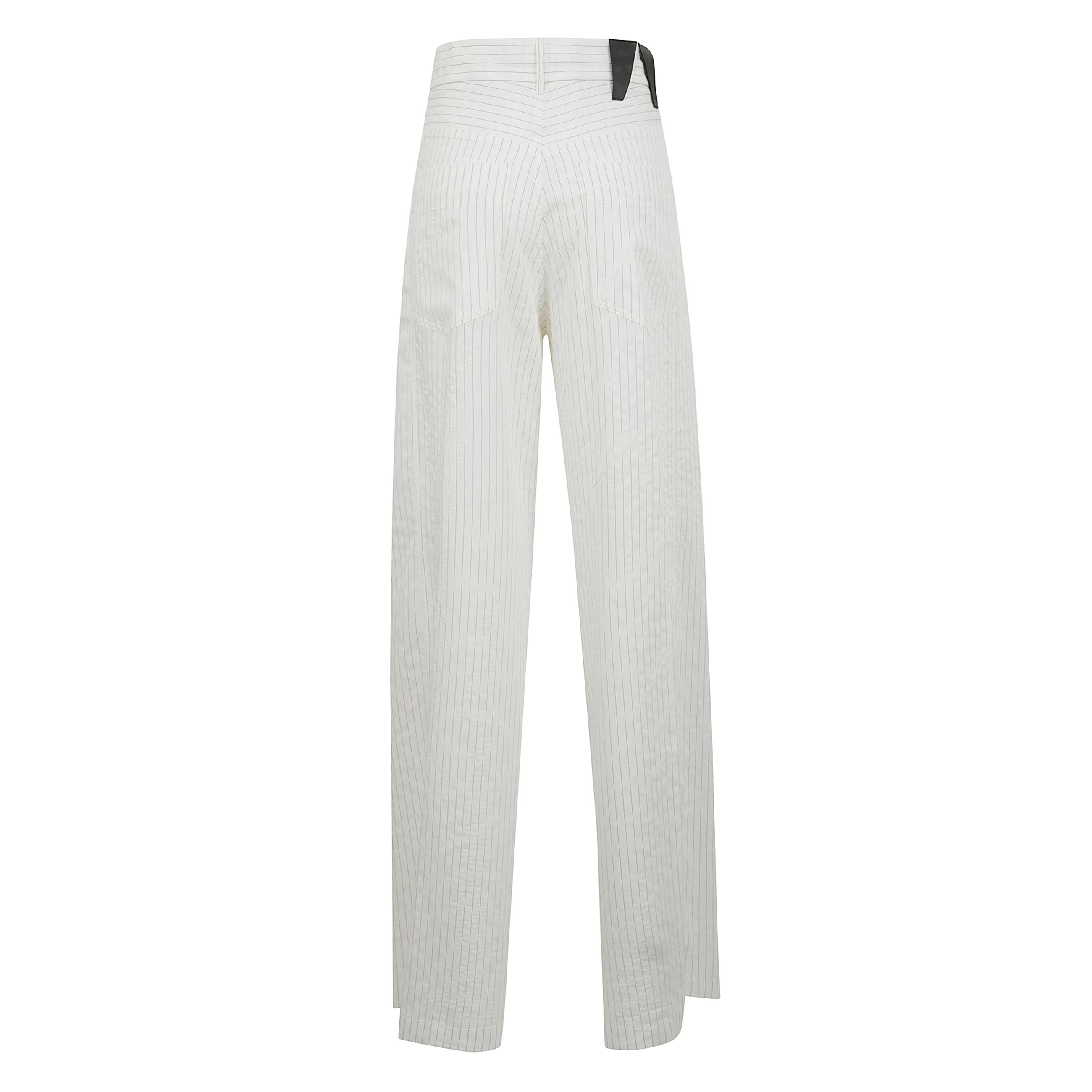 Pantalone iris a vita alta morbido a righe, con coulisse regolabile, bottone e zip