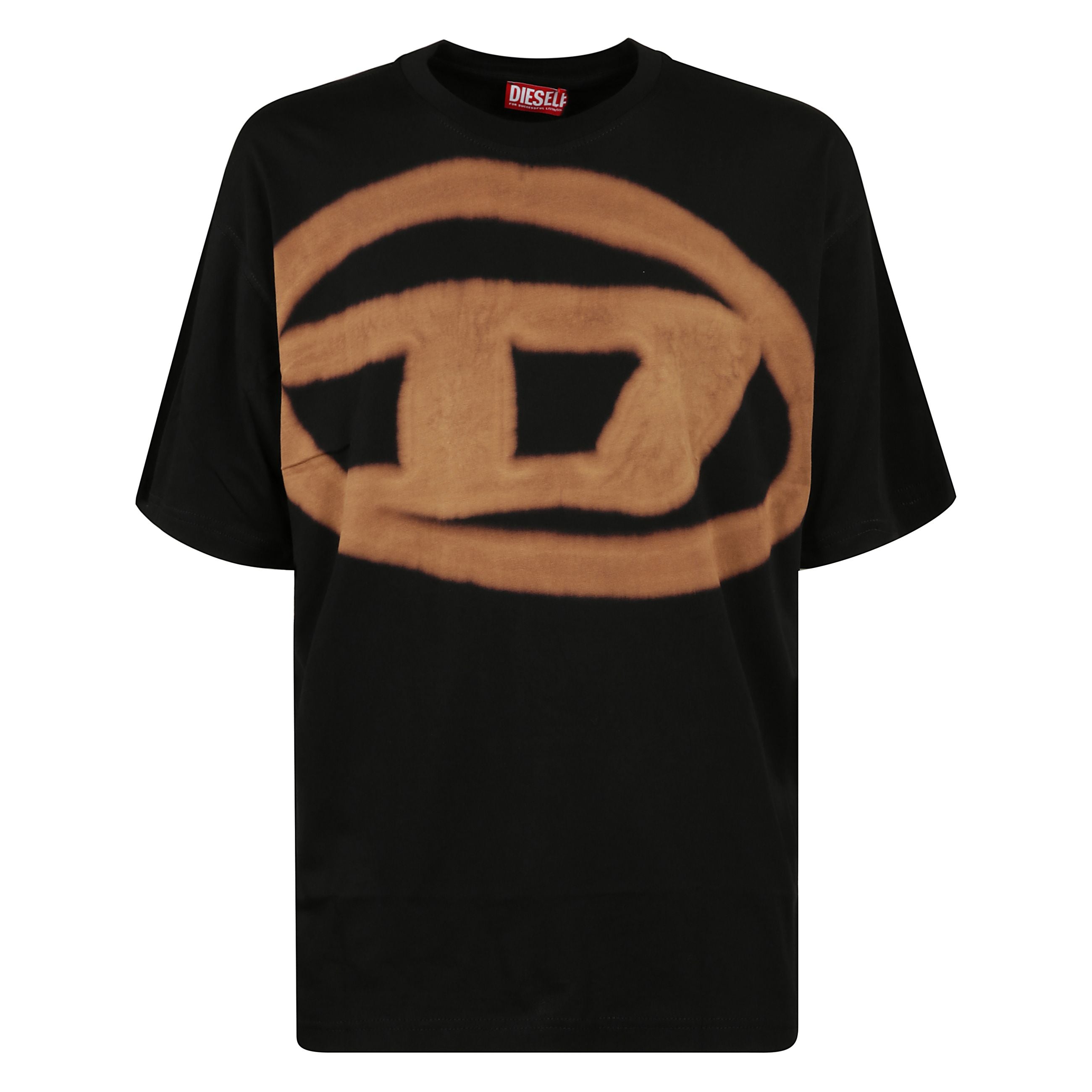 T-shirt diesel con stampa frontale del logo del brand. girocollo a coste. vestibilità ampia.