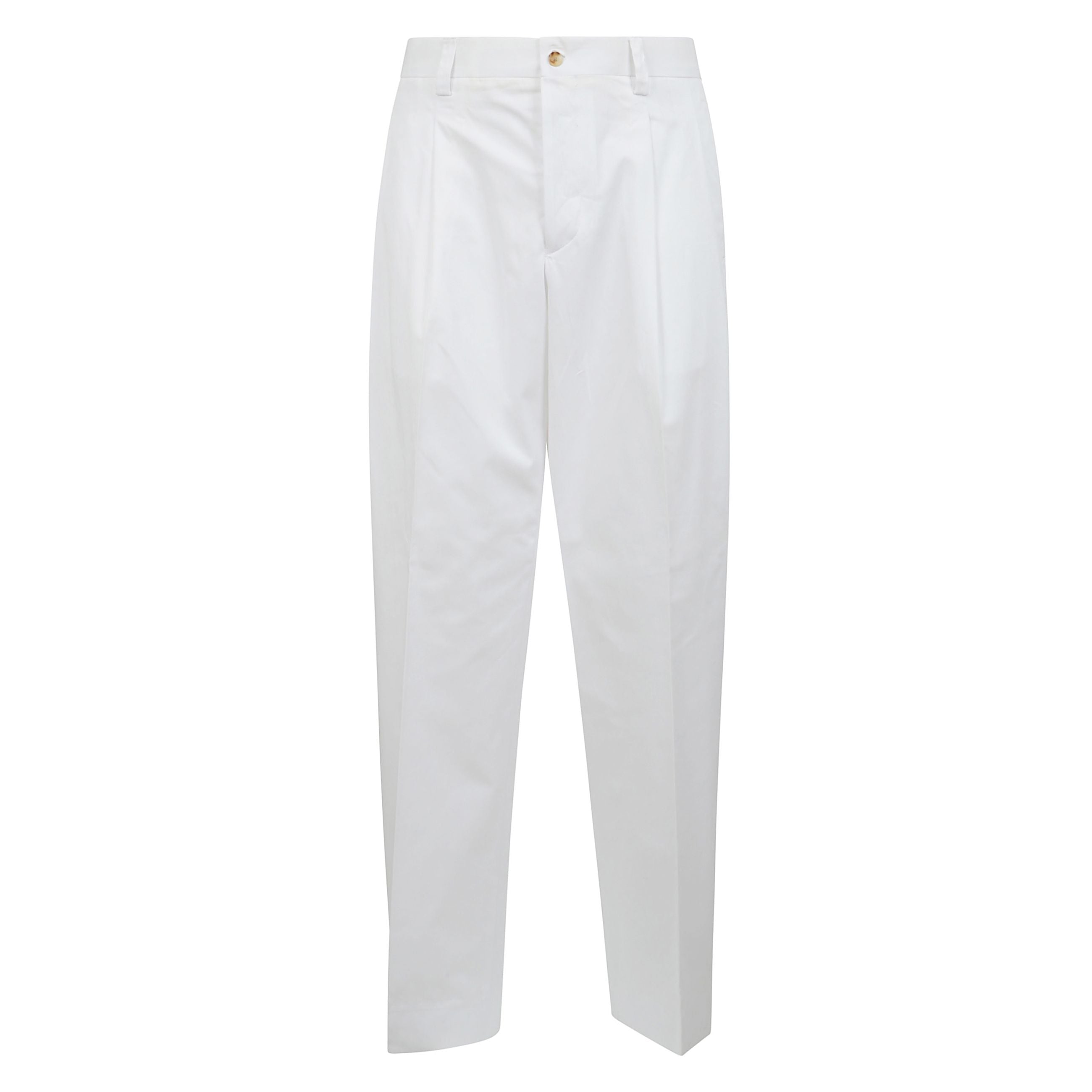 Pantaloni baggy doppia pence dal taglio classico di laneus sono realizzati in raso di cotone e hanno una silhouette baggy ripresi dalla doppia pence. presentano il cinturino precostruito, chiusura con bottone e tasca all'americana.