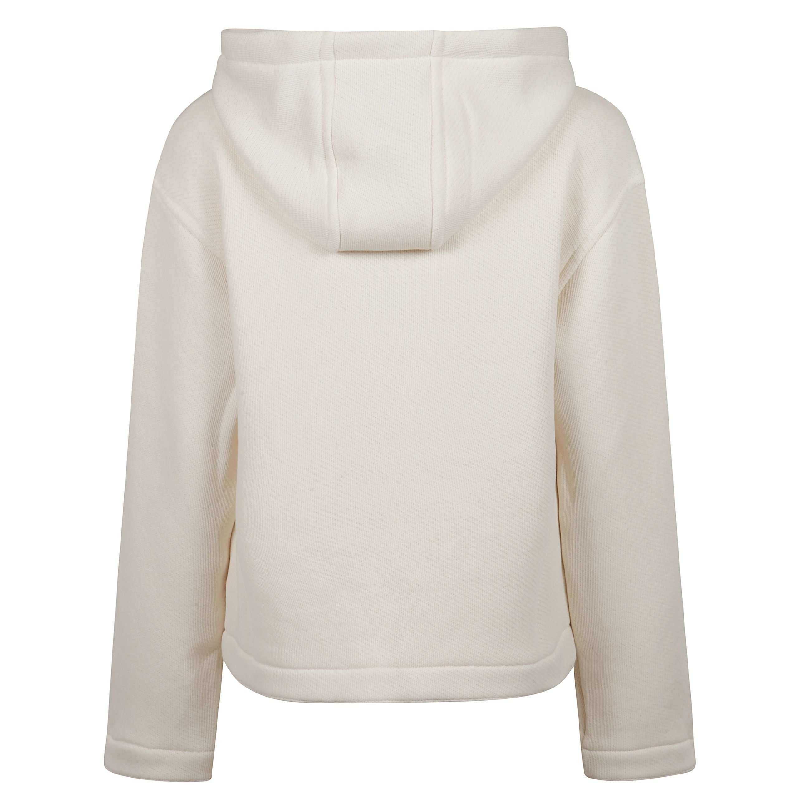 Felpa con cappuccio in morbido tessuto di cotone con maniche lunghe a giro basso e cappuccio.