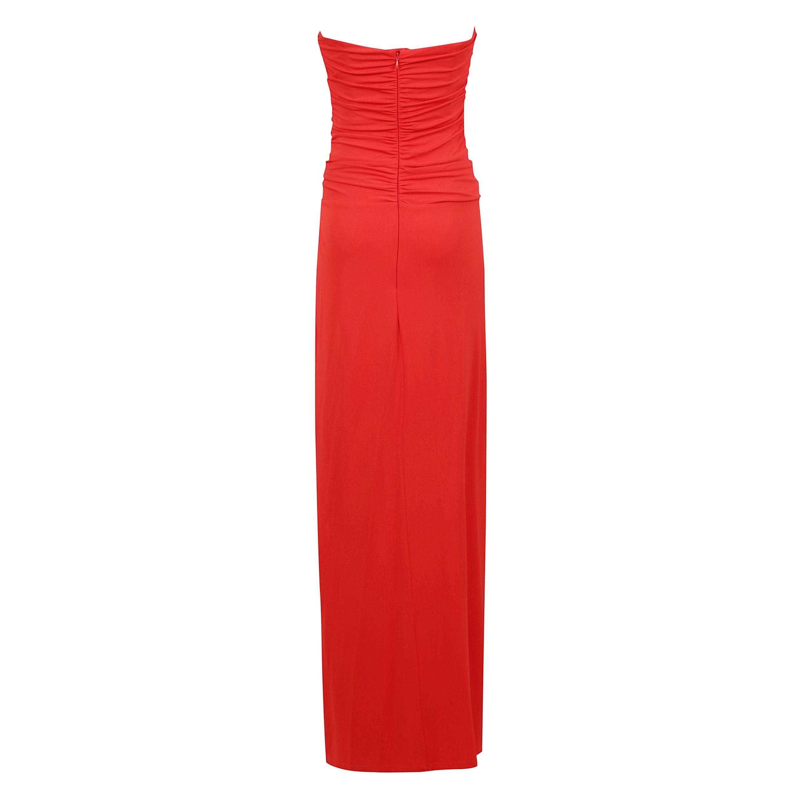 Emma abito bustino chiusura posteriore con zip nascosta, corpetto con ruches, spacco laterale e dettagli color argento