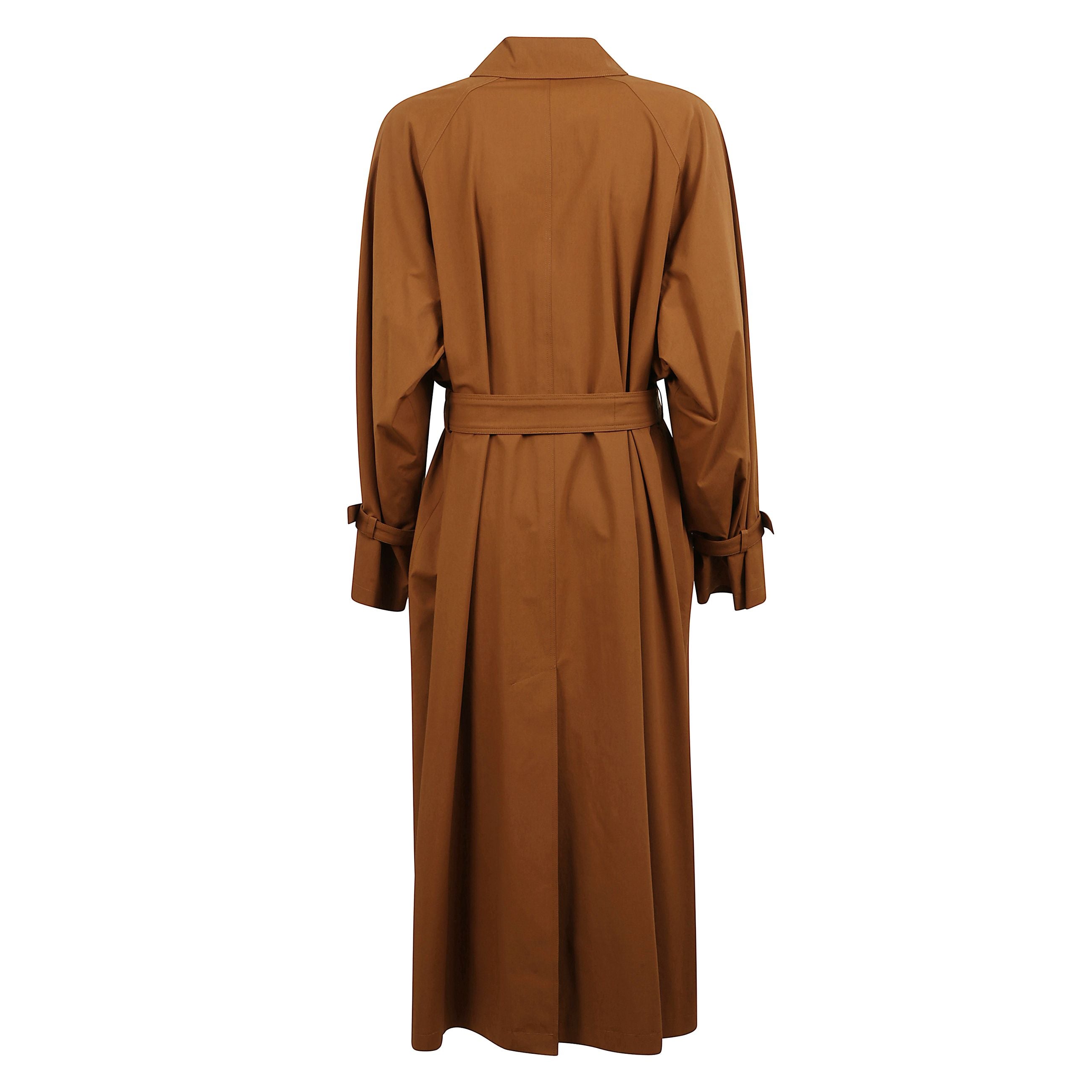 Impermeabile in cotone, abbottonatura frontale, con cinta e fibbie sui polsi