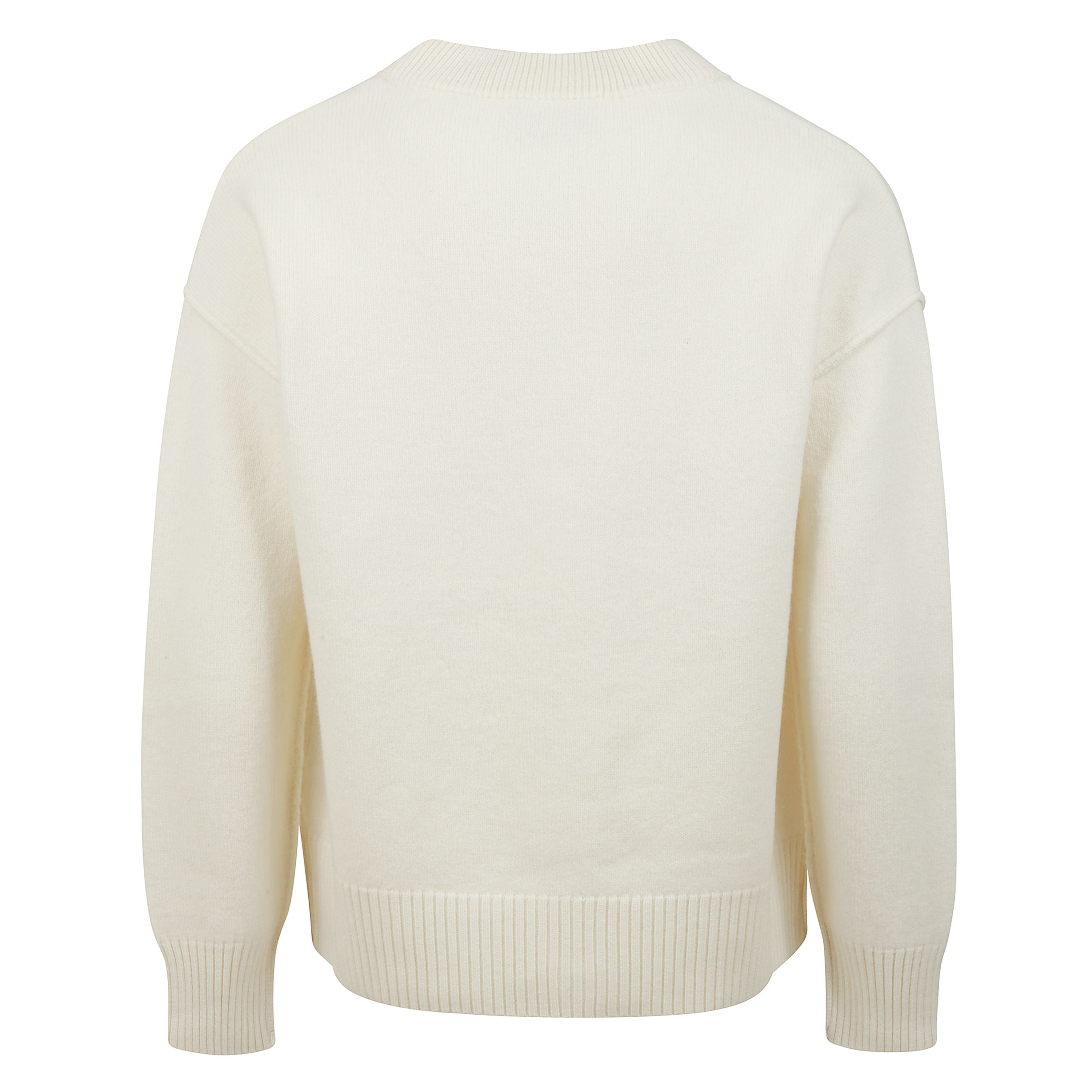 Cardigan in una sofisticata tonalità avorio in morbida lana, con una silhouette adatta a diversi look. il design è caratterizzato da un'elegante abbottonatura frontale, scollo a v e finiture a costine su polsini e orlo. spicca in rosso il dettaglio dist