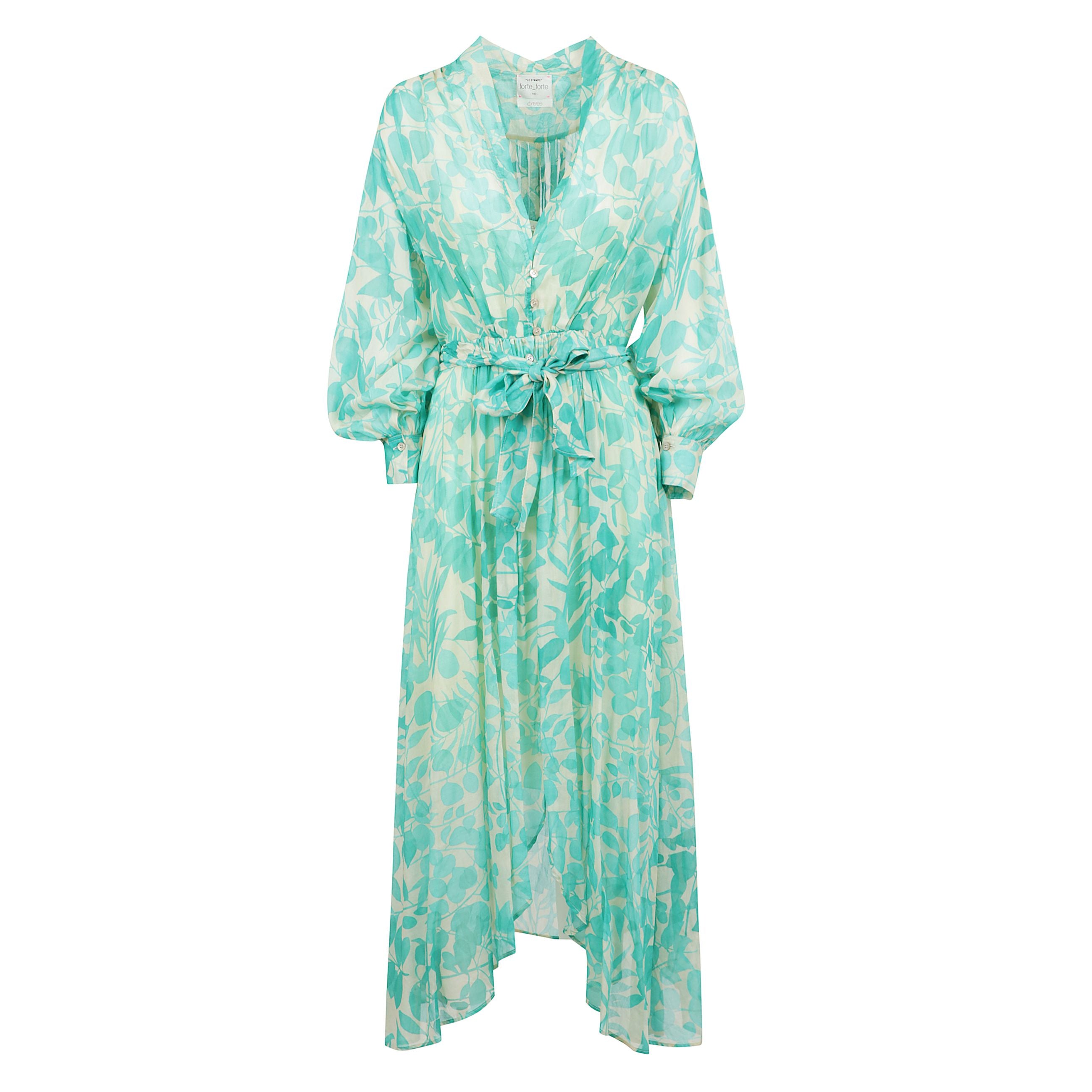 Abito forte forte a campana. il modello realizzato in un tessuto fantasia a maglia fine e non elasticizzato, estremamente confortevole e traspirante con la comoda chiusura a bottoni lo rende facile da indossare e da togliere.