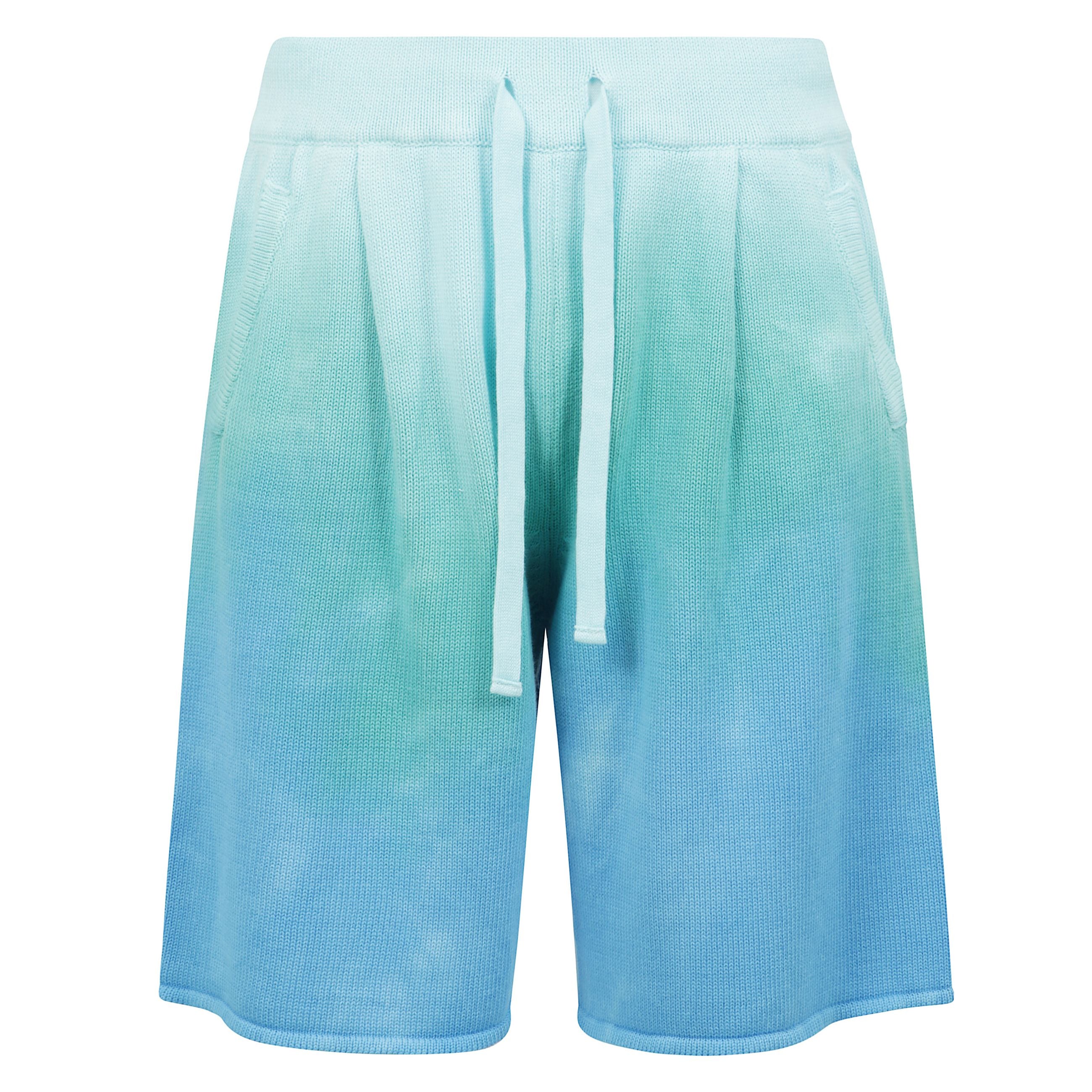 Bermuda degradè in filato di cotone dal fit regular,il modello presenta una tasca monofiletto in cucitura e vita alta con coulisse regolabile.