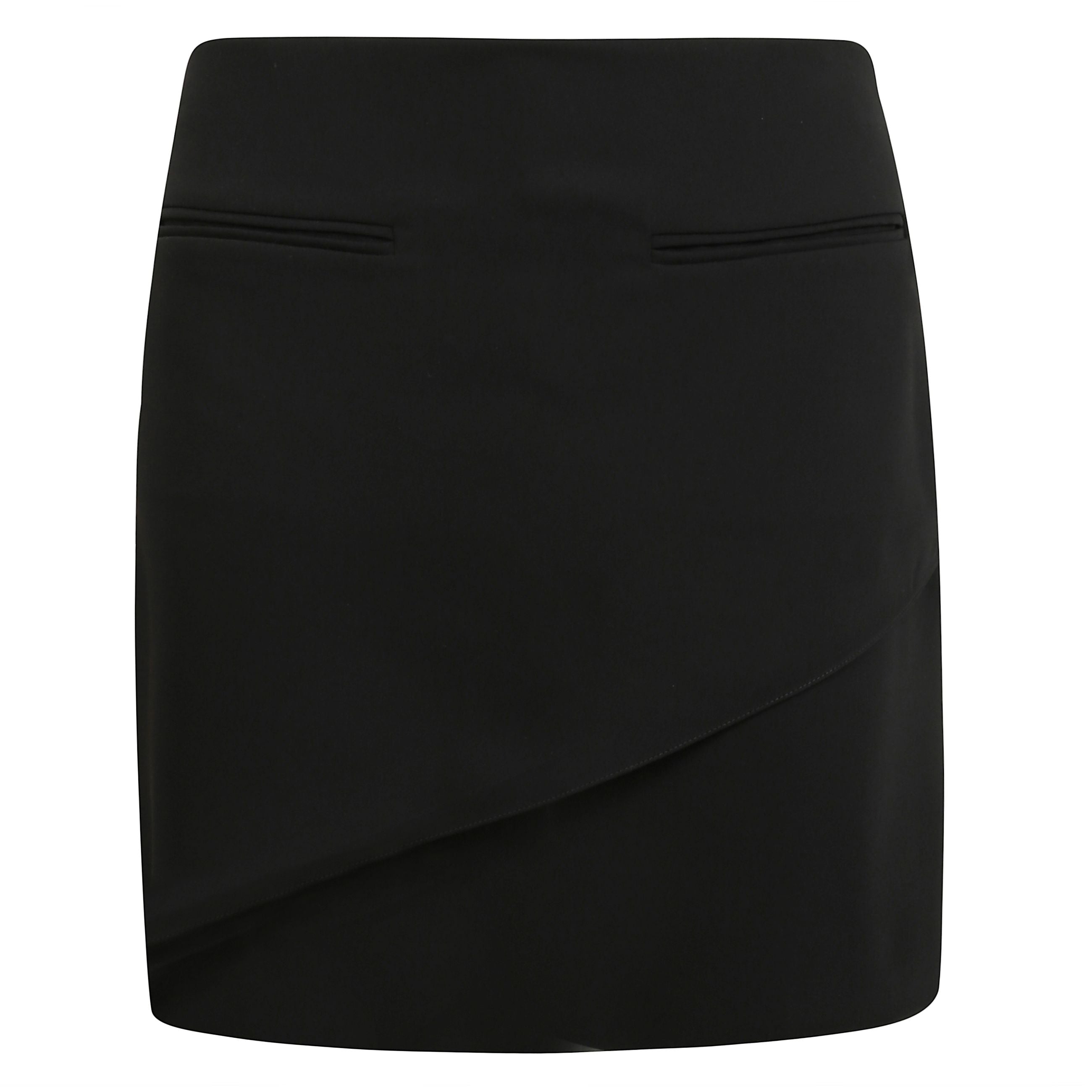 Minigonna infinity in crepe, chiusura laterale con zip e orlo asimmetrico