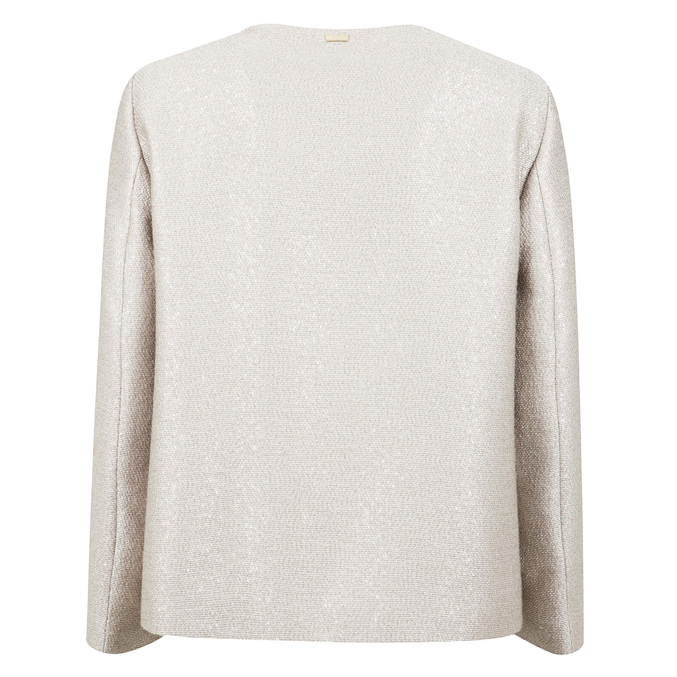 Giacca paillettes chantilly, in misto lana con paillettes all-over, tasche laterali a filo, chiusura frontale con zip