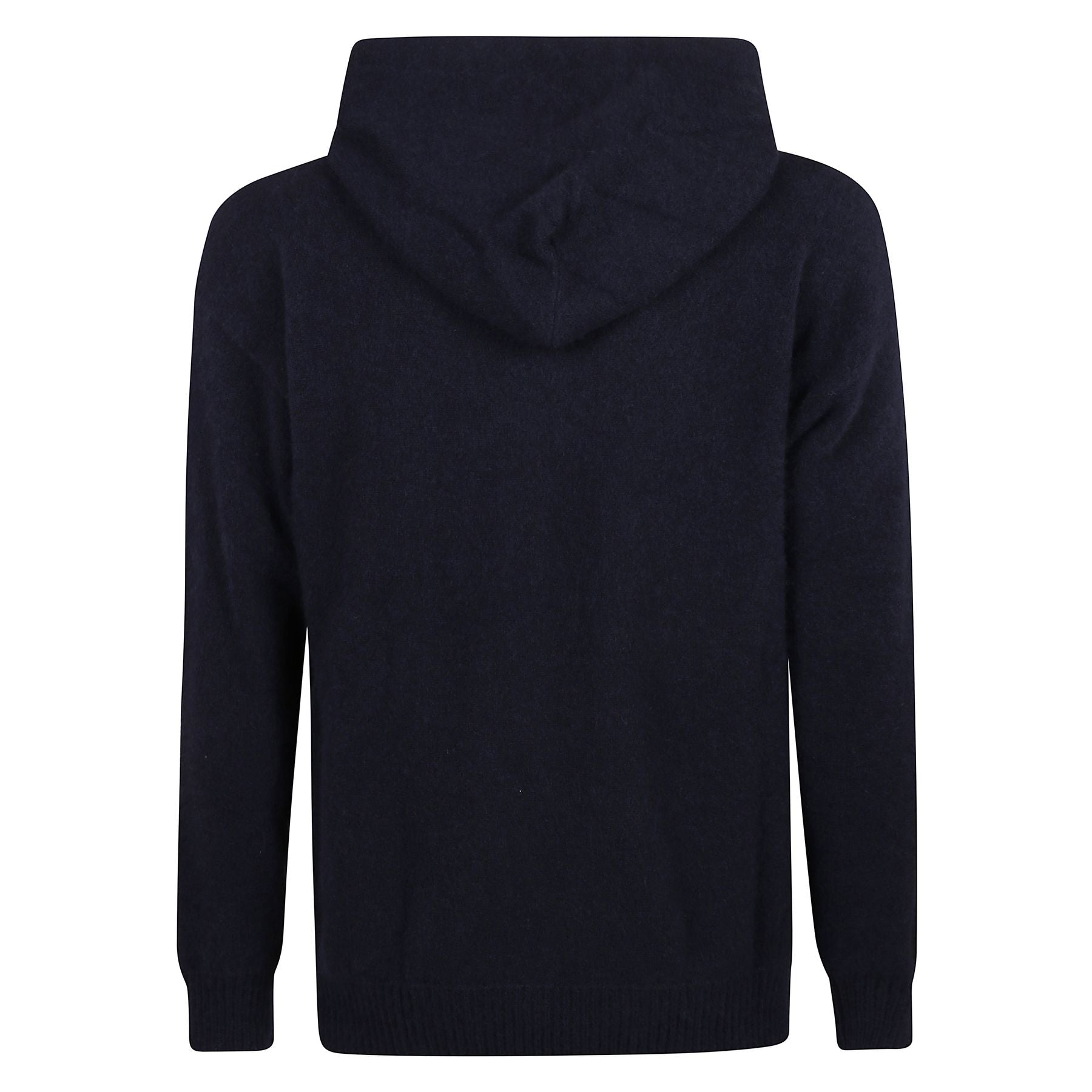 Felpa ampia, con cappuccio e coulisse regolabili. realizzata in misto cashmere e seta.