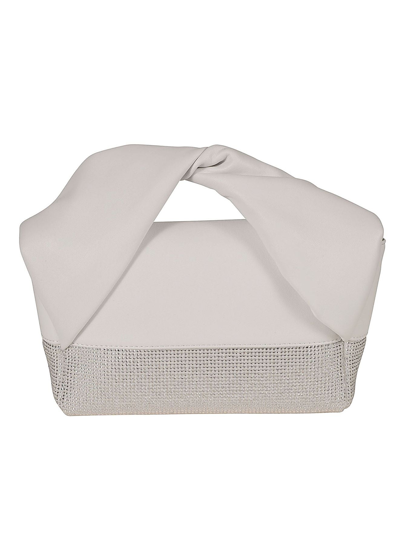 Twister bag in white leather with crystals
