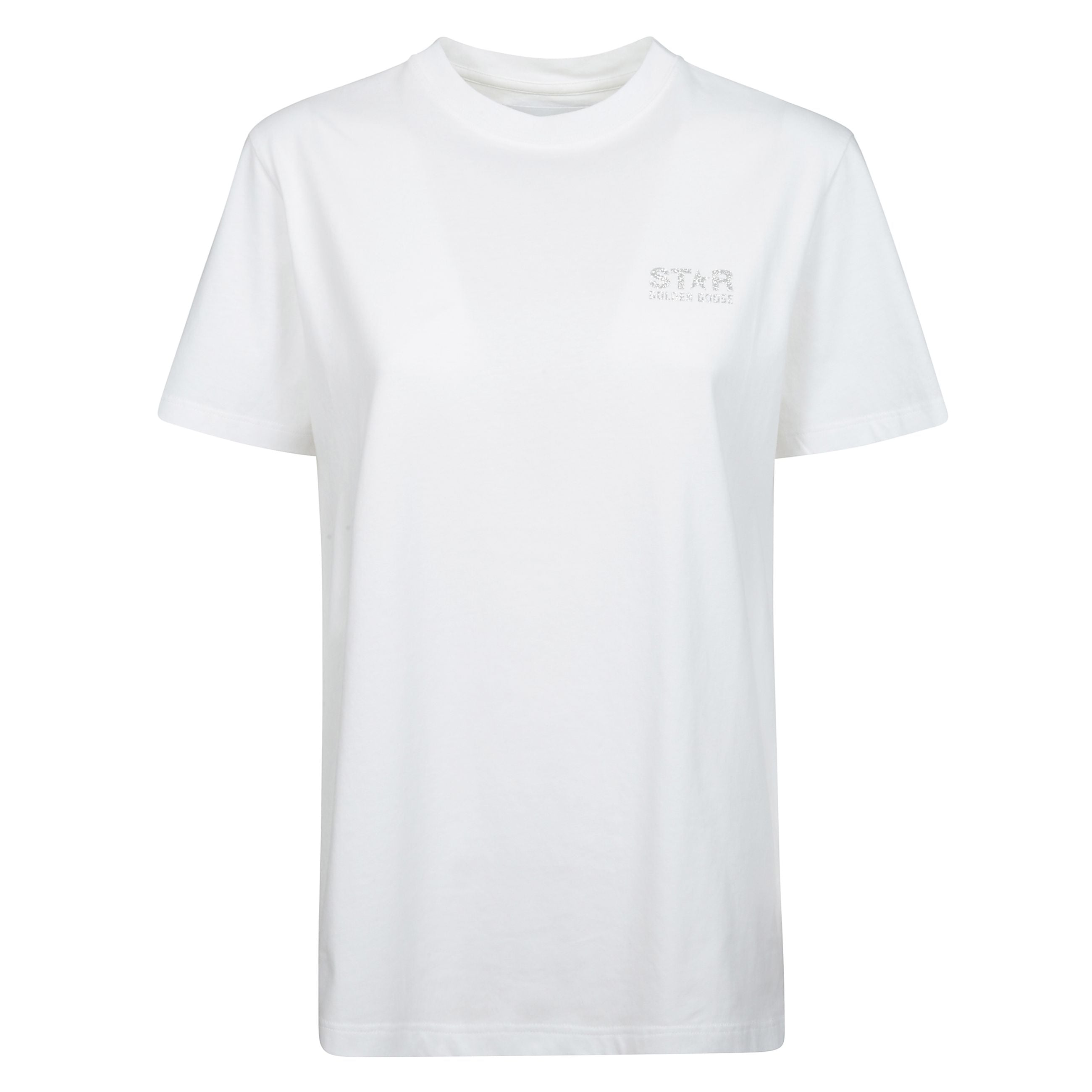 T-shirt girocollo dal fit regular con logo sul davanti e la maxi stella sul retro, entrambi in glitter argento.