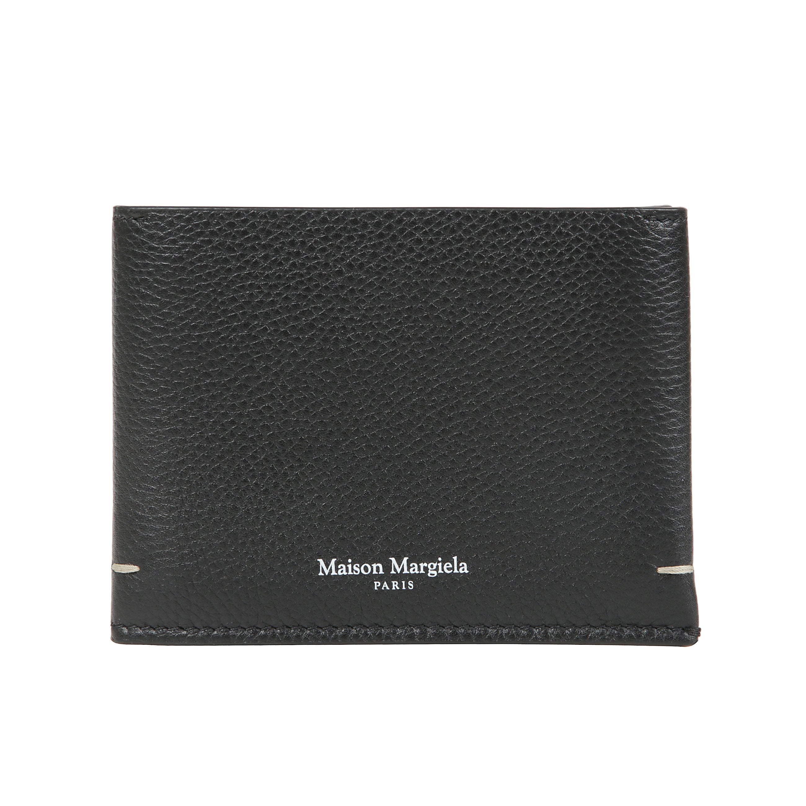 Portafoglio con logo a quattro punti in pelle e slot per schede interne