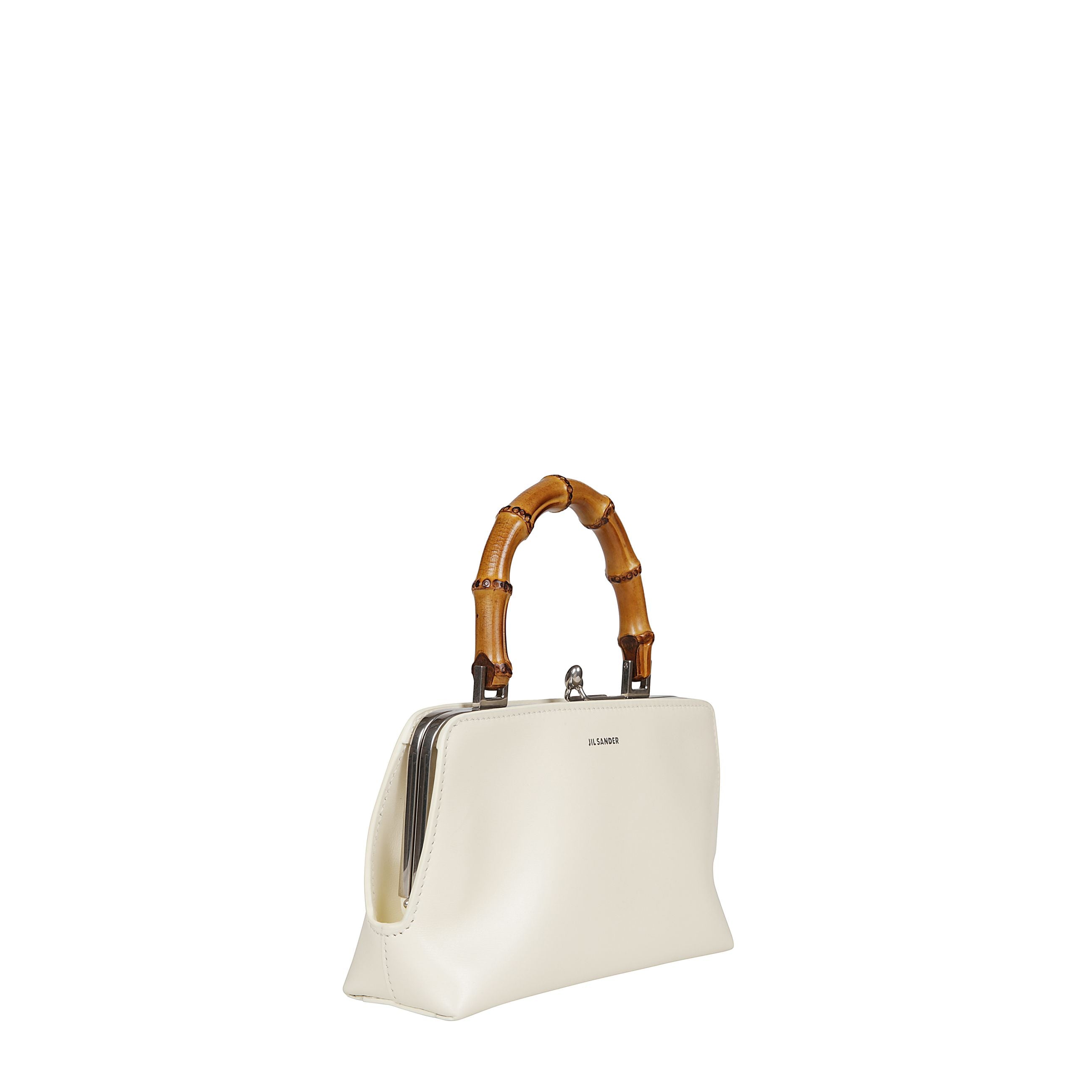 Borsa mini in pelle con profilo in metallo e logo jil sander goffrato