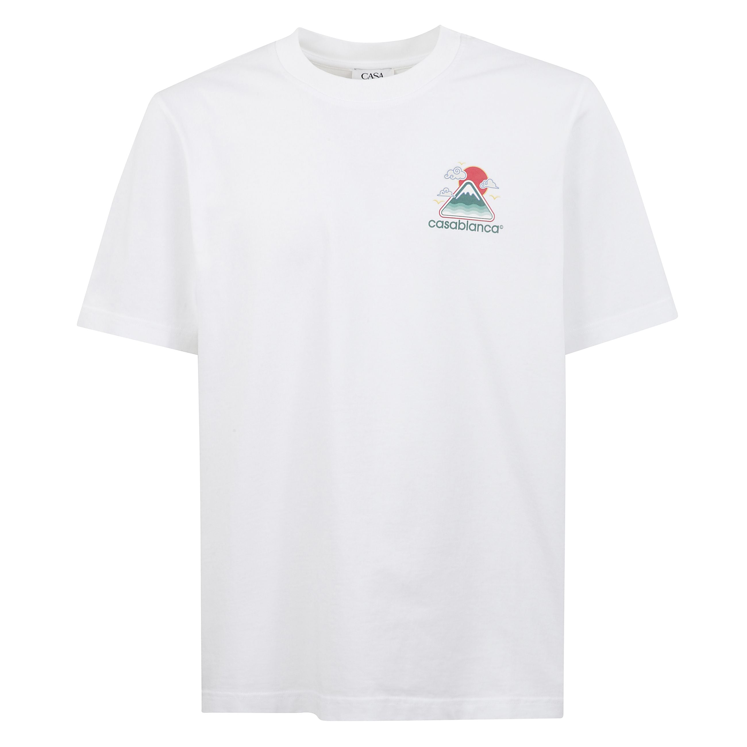 T-shirt casablanca in cotone a girocollo, fronte con stampa e logo.