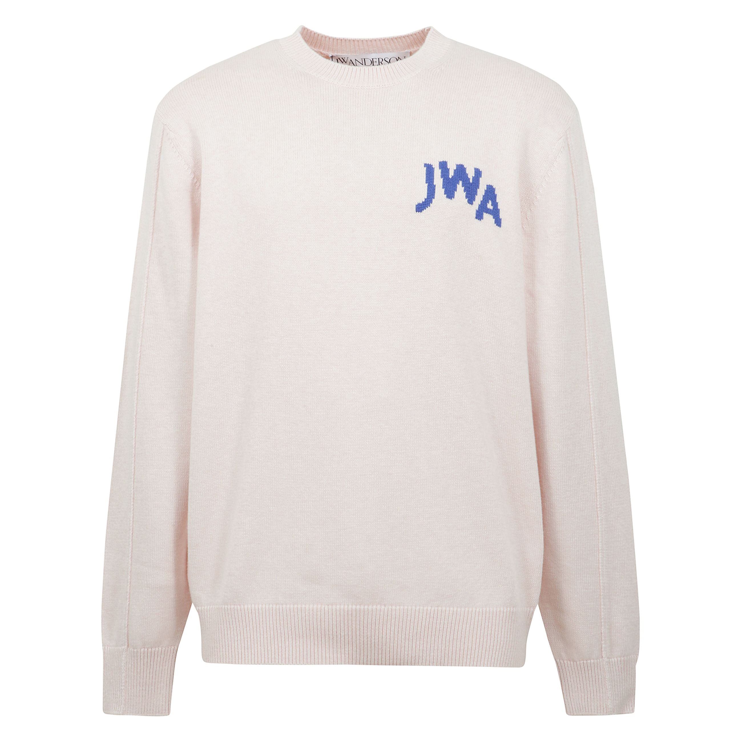 Pullover jw anderson in cotone e cashmere a girocollo con spalle cadute