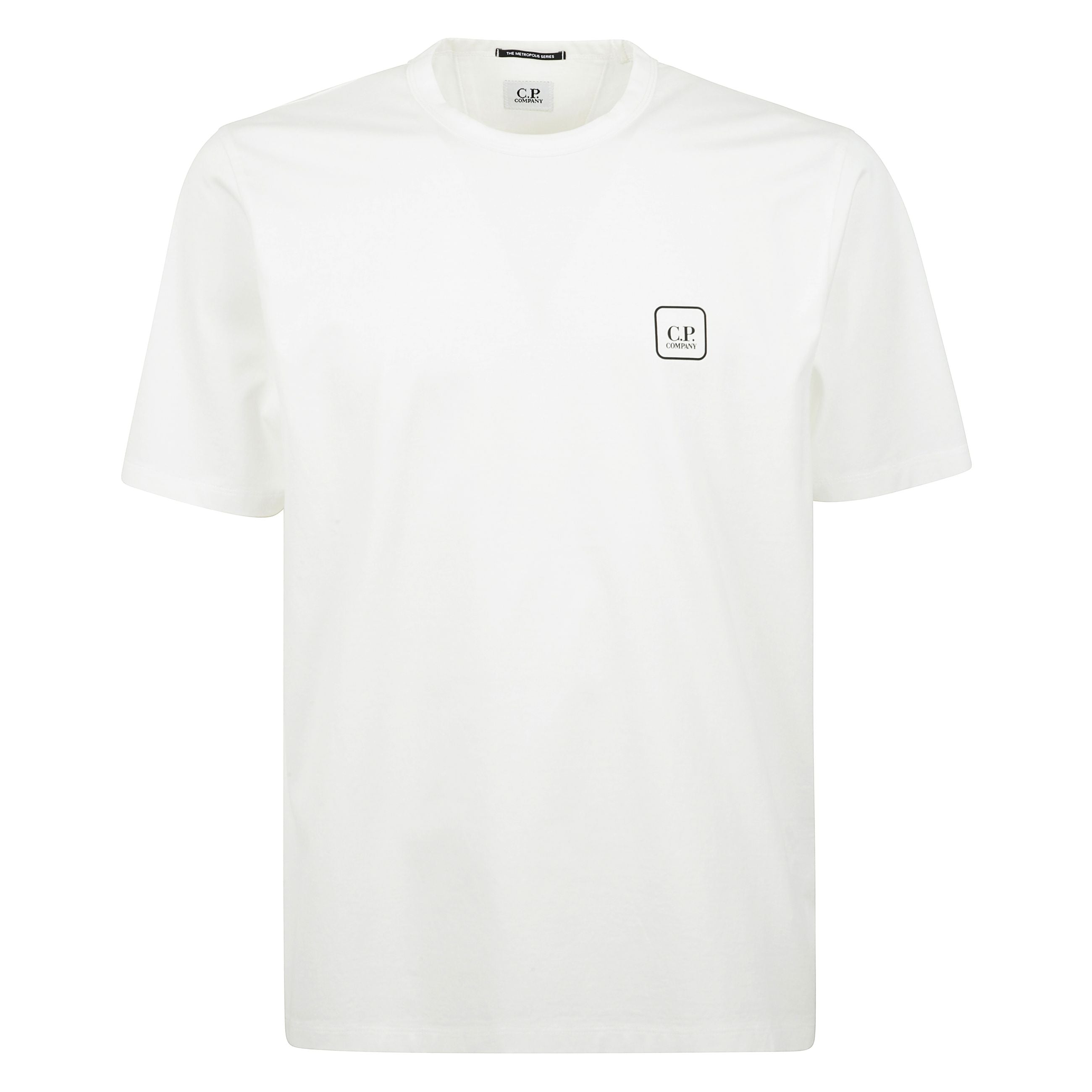 Realizzata in morbido cotone biologico, questa t-shirt firmata c.p. company unisce minimalismo e innovazione. il design essenziale del fronte, arricchito dal logo distintivo, è perfetto per un'eleganza discreta e sofisticata. sul retro, una stampa futuri