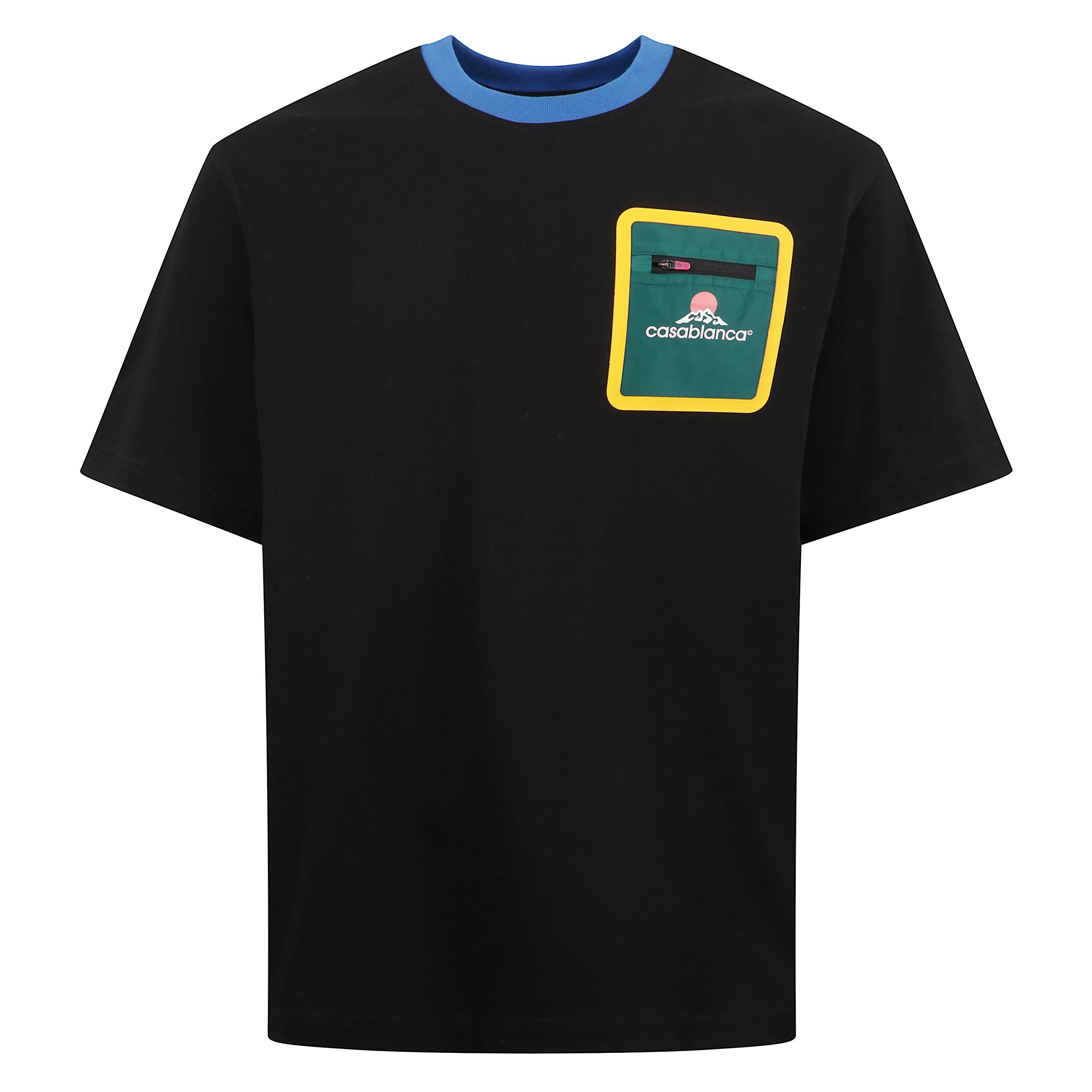 T-shirt casablanca in cotone a girocollo, tasca applicata sul petto con zip.