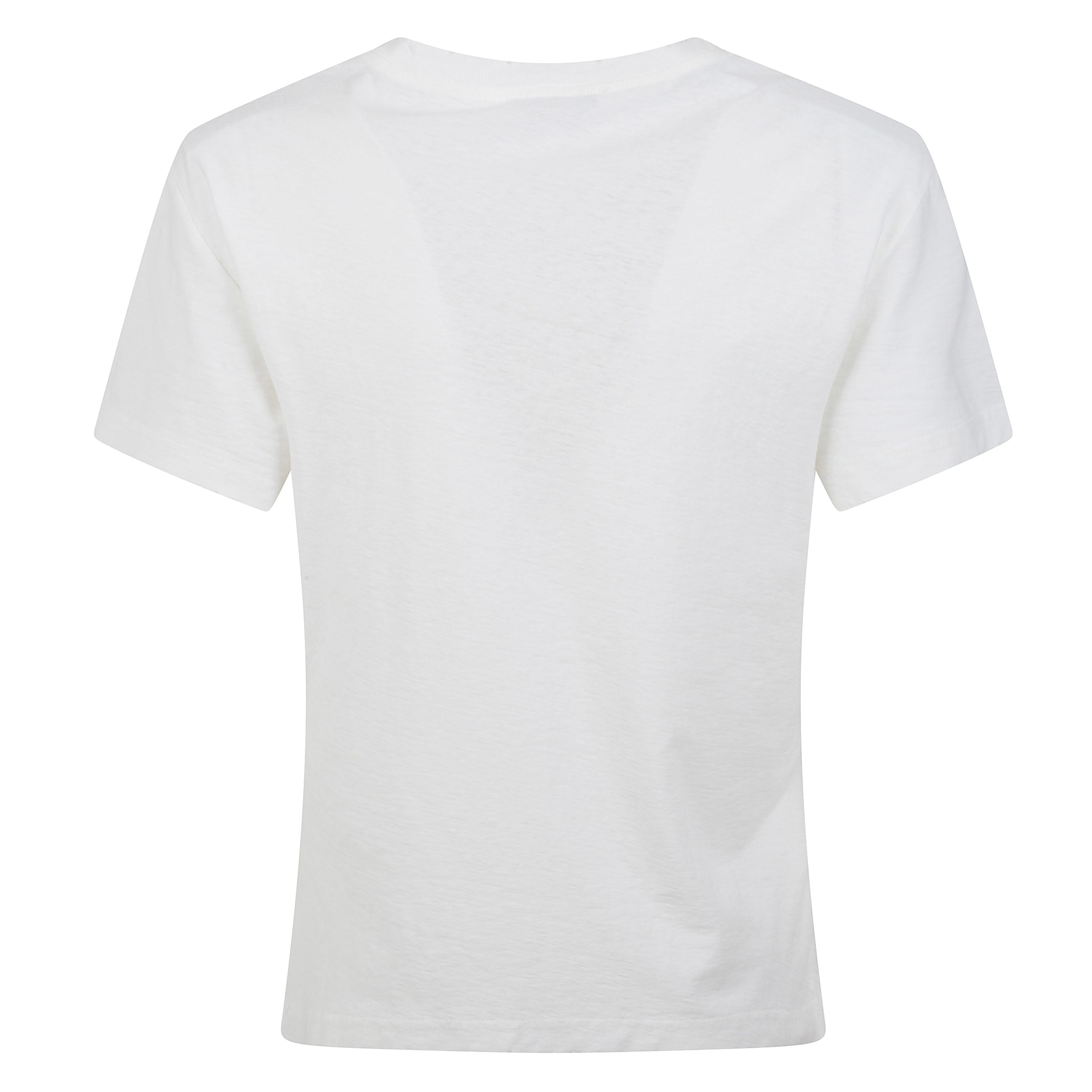 T-shirt bianca girocollo in cotone e canapa biologici. logo acne studios stockholm 1996 stampato sul davanti. dettagli consumati su collo, maniche e orlo. vestibilità regolare con lunghezza ai fianchi.