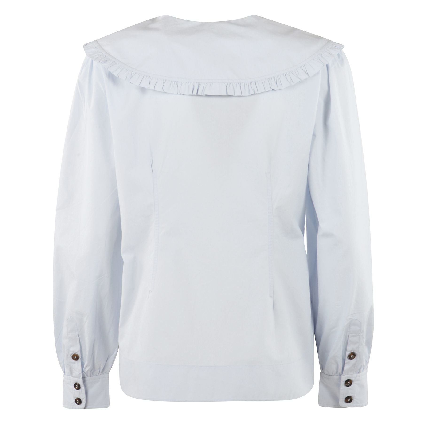 Camicia in cotone con colletto volant e maniche ampie