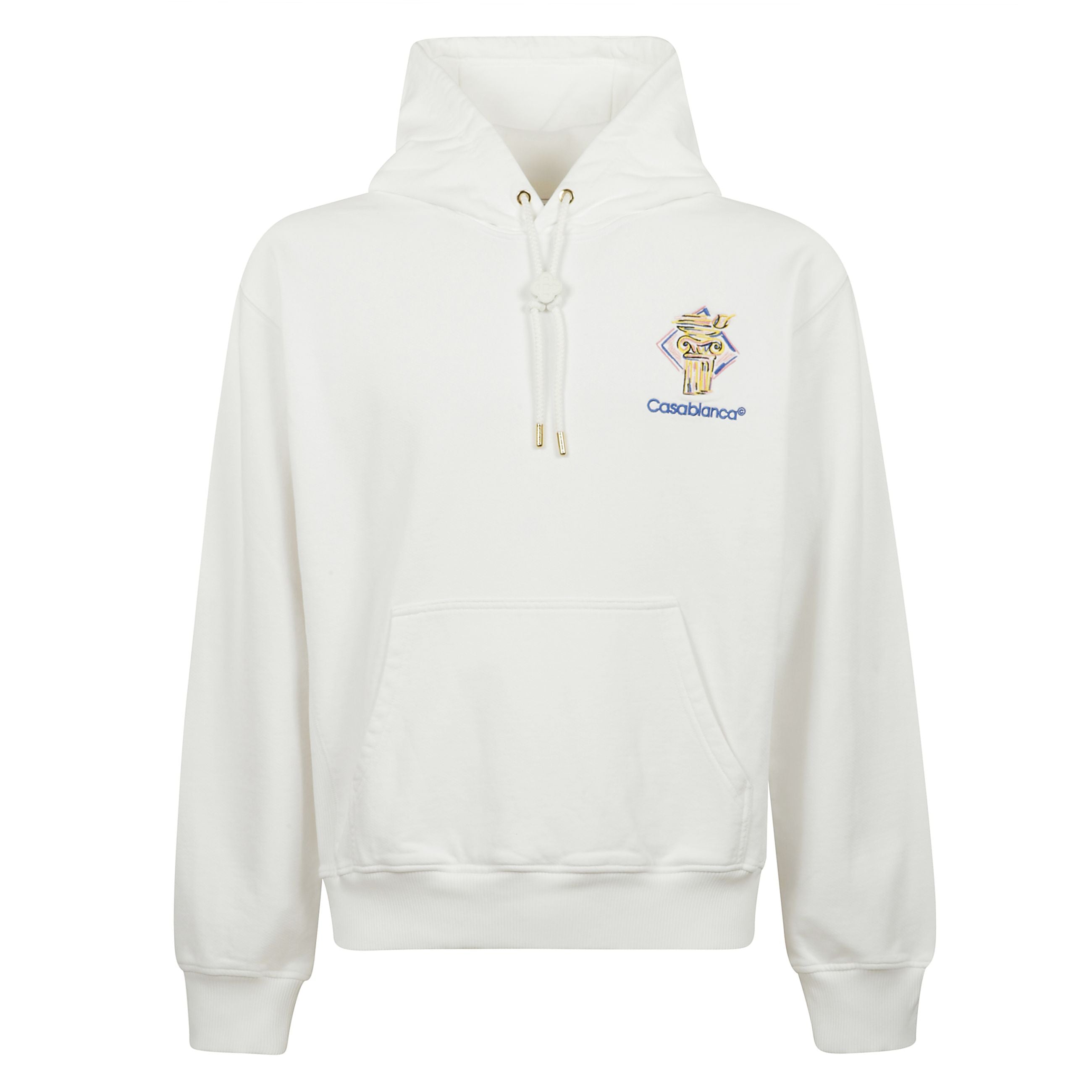 Felpa over bianca con il cappuccio e logo