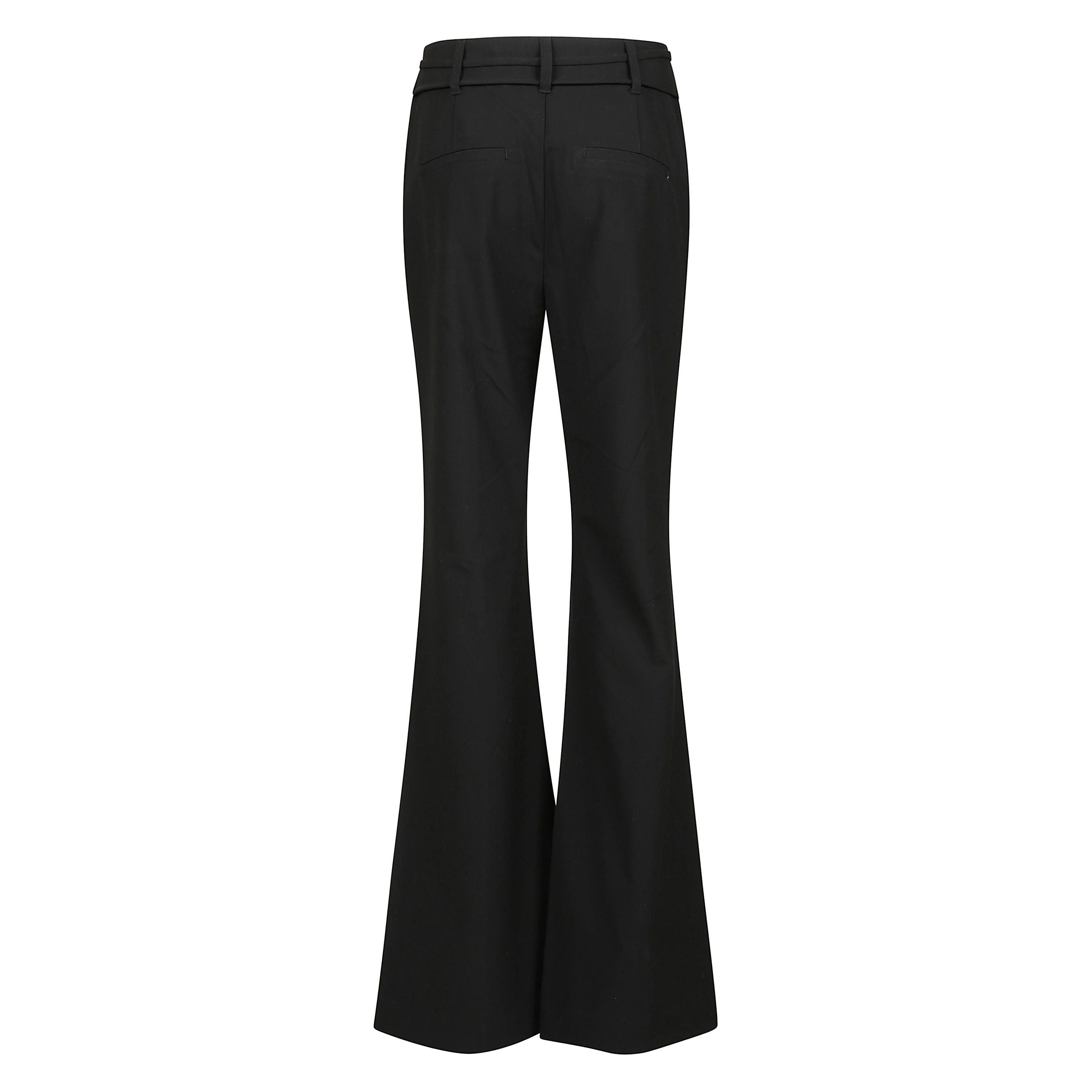 Pantaloni nero a vita alta con chiusura frontale a bottoni e zip