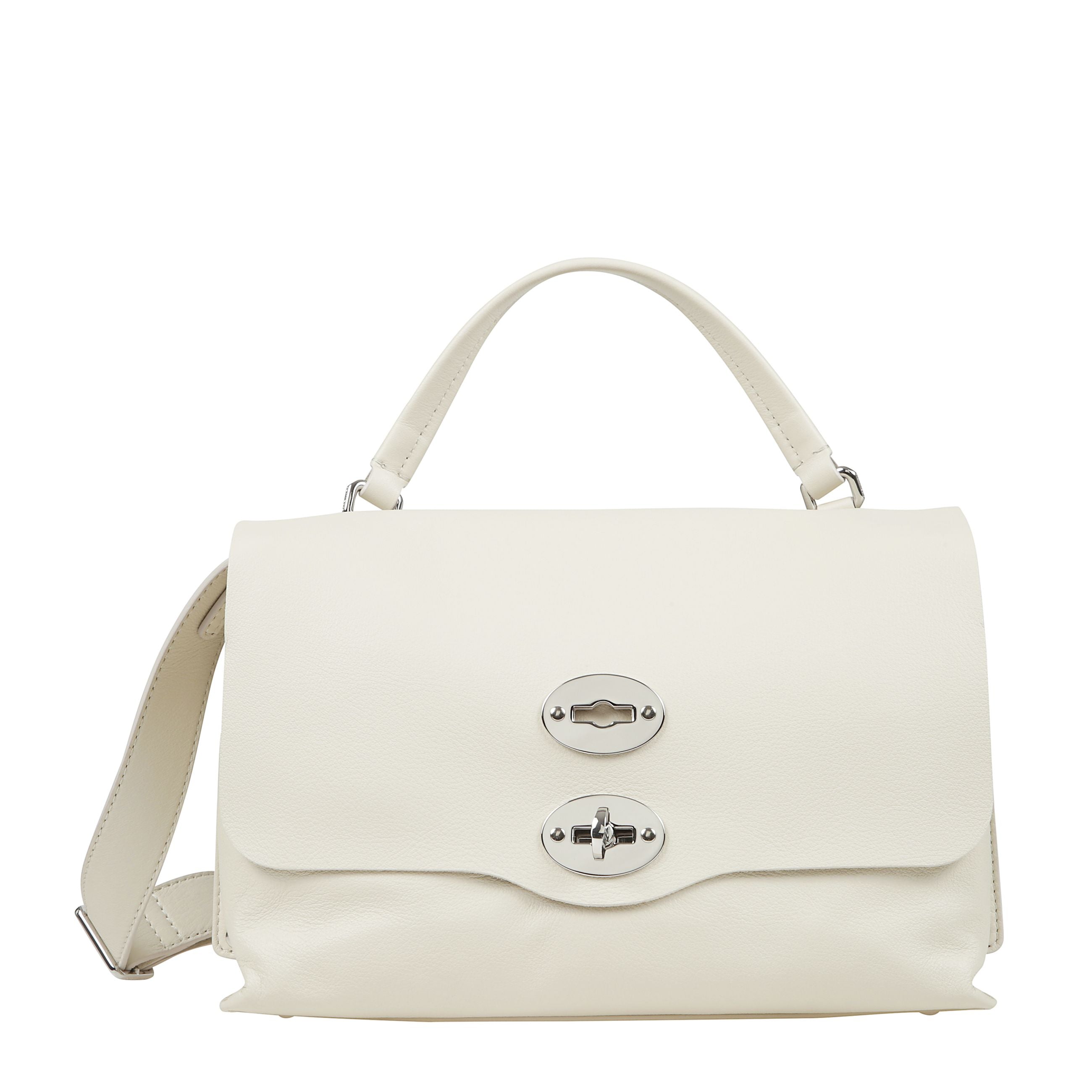 Borsa a mano con chiusura a girello, tracolla regolabile e rimovibile e tasche a soffietto interne