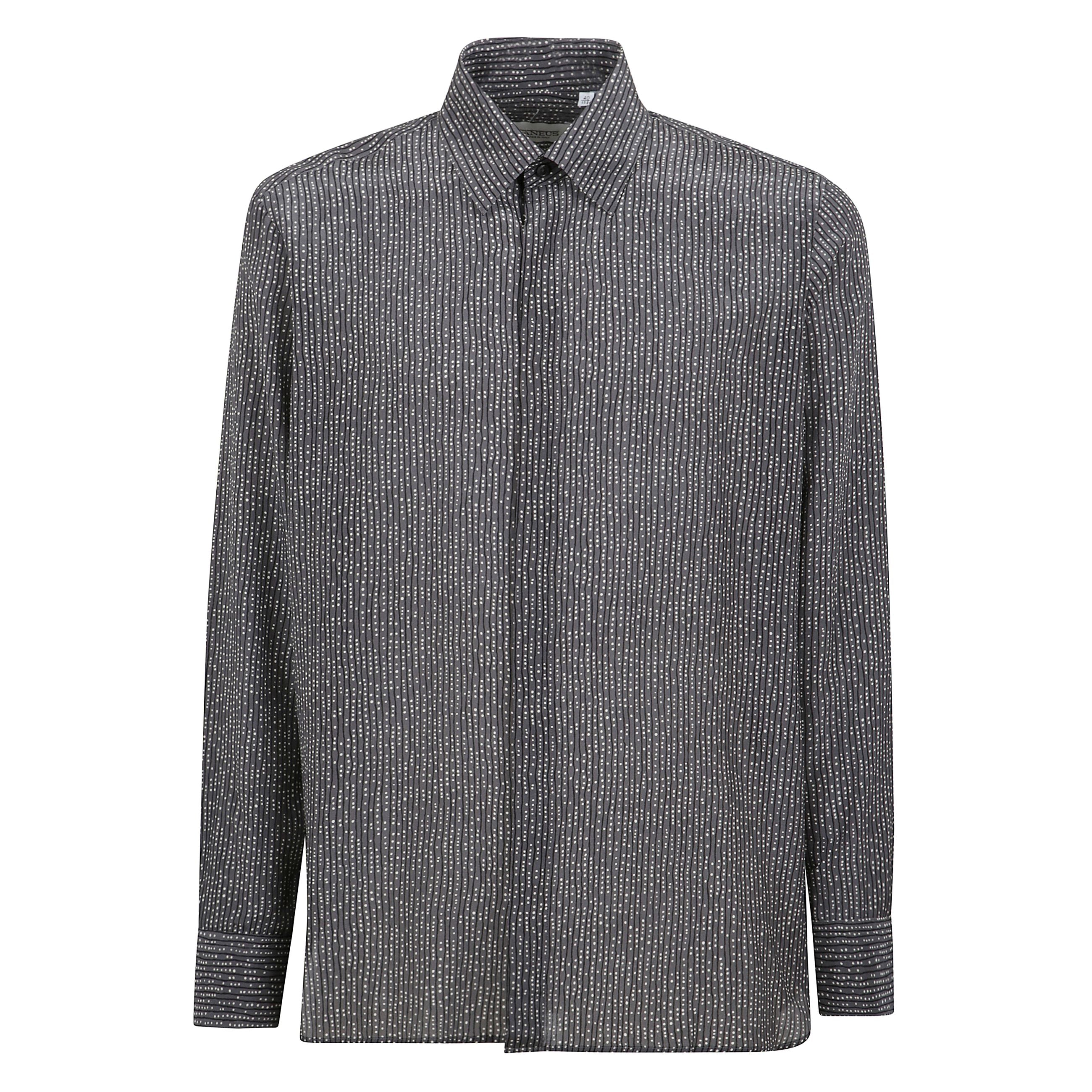 Camicia a maniche lunghe a fantasia plissettata