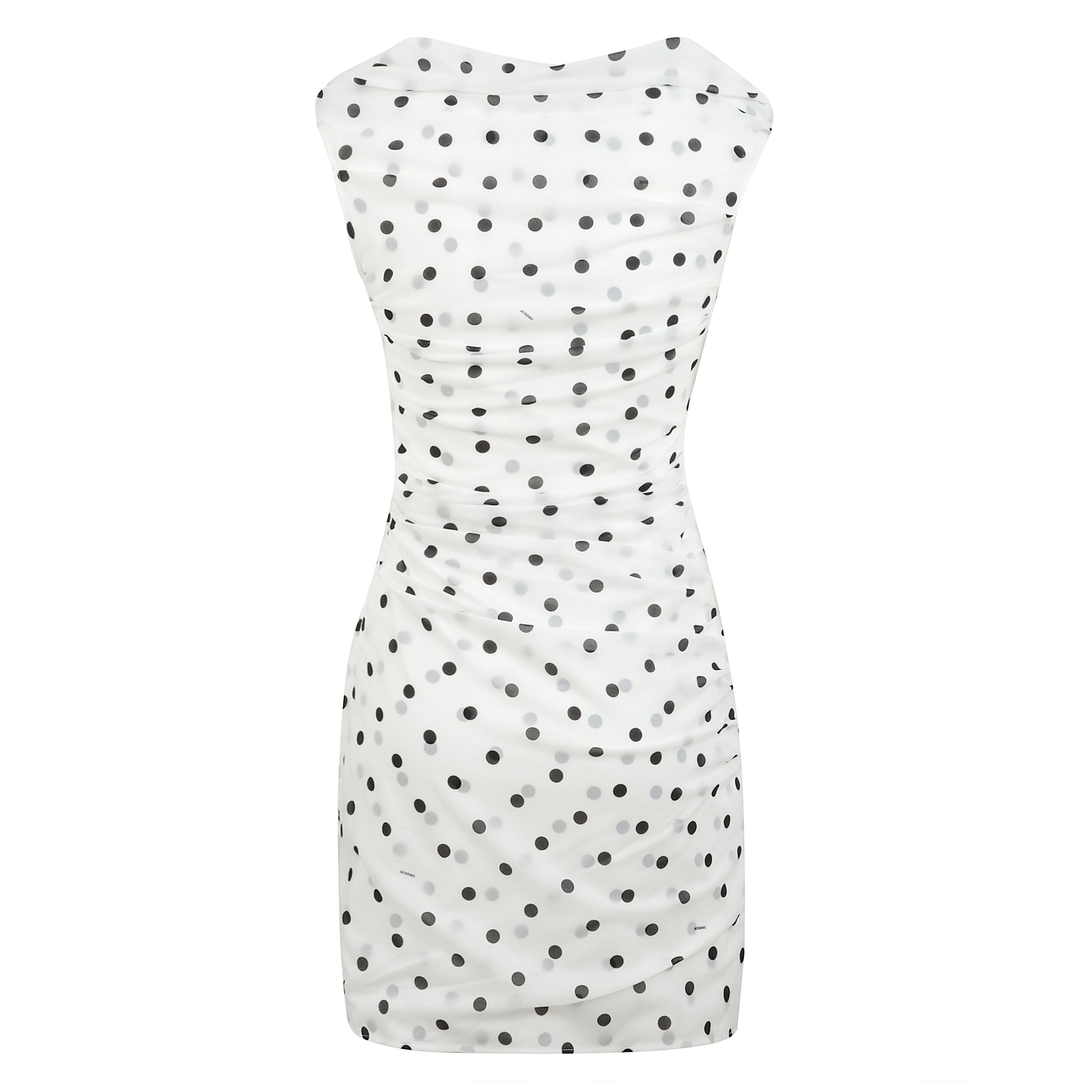 Abito bustier a pois in cotone elasticizzato, vestibilità aderente con scollo.