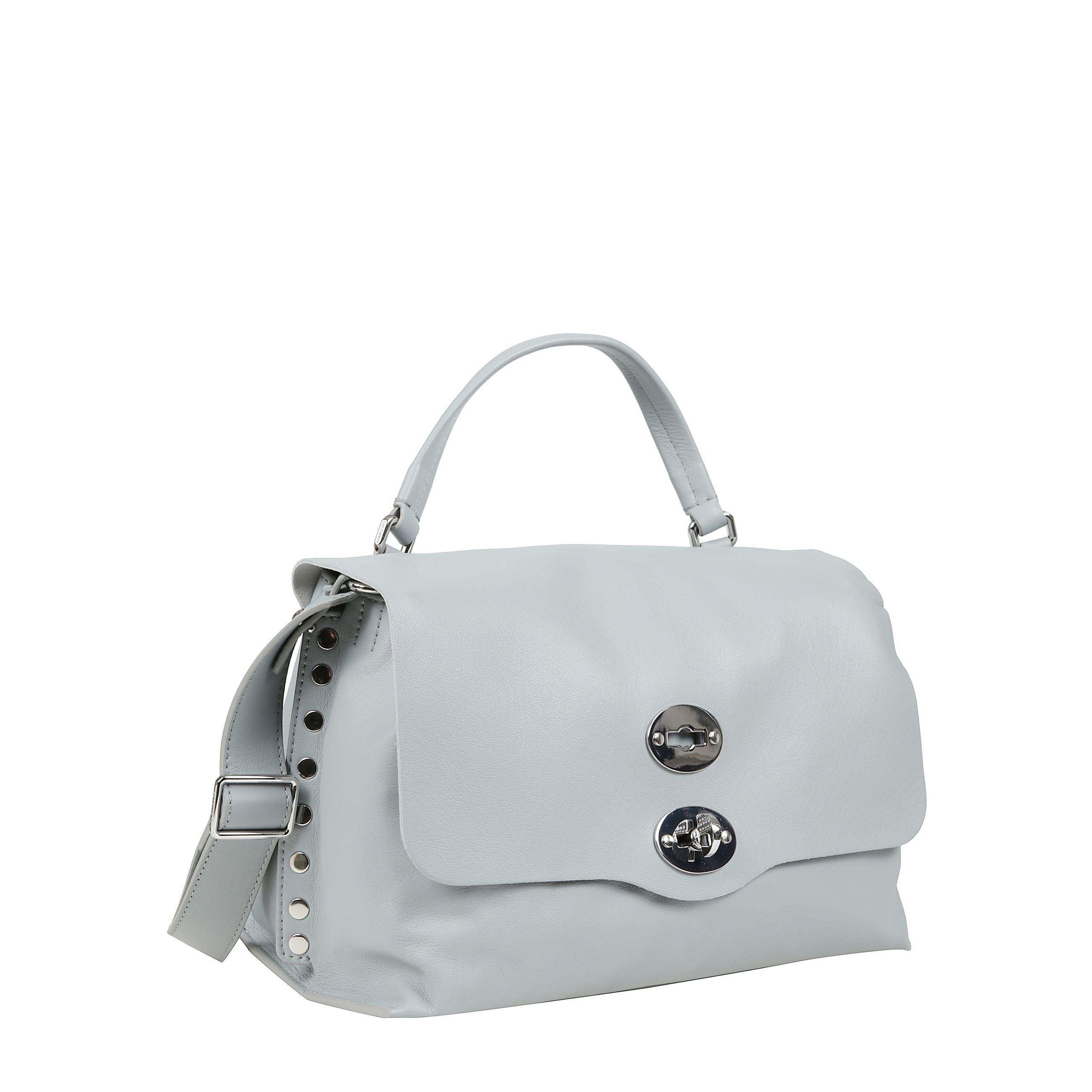 Borsa a mano con chiusura a girello, tracolla regolabile e rimovibile e tasche a soffietto interne