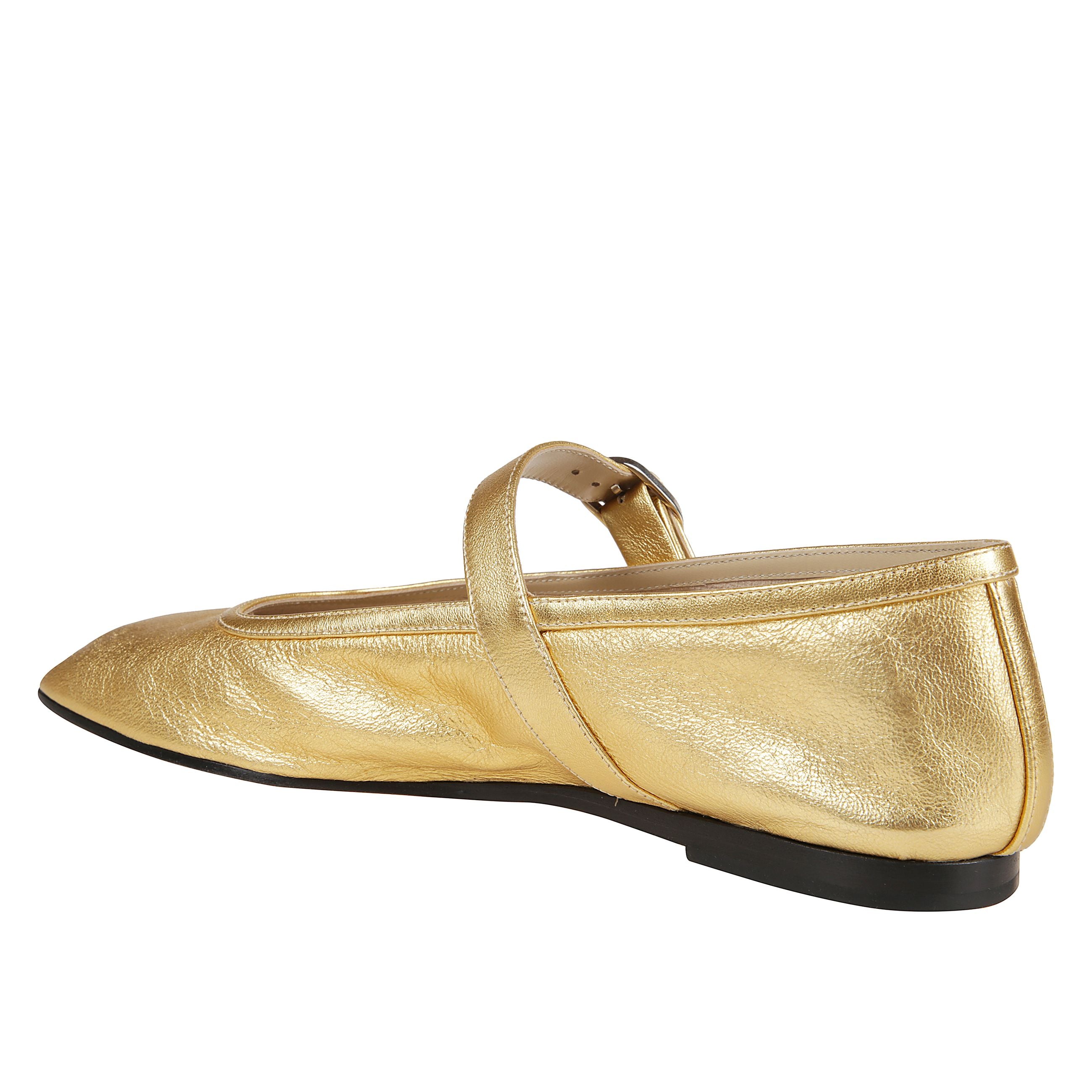 Ballerine mary jane in pelle color oro a punta smussata