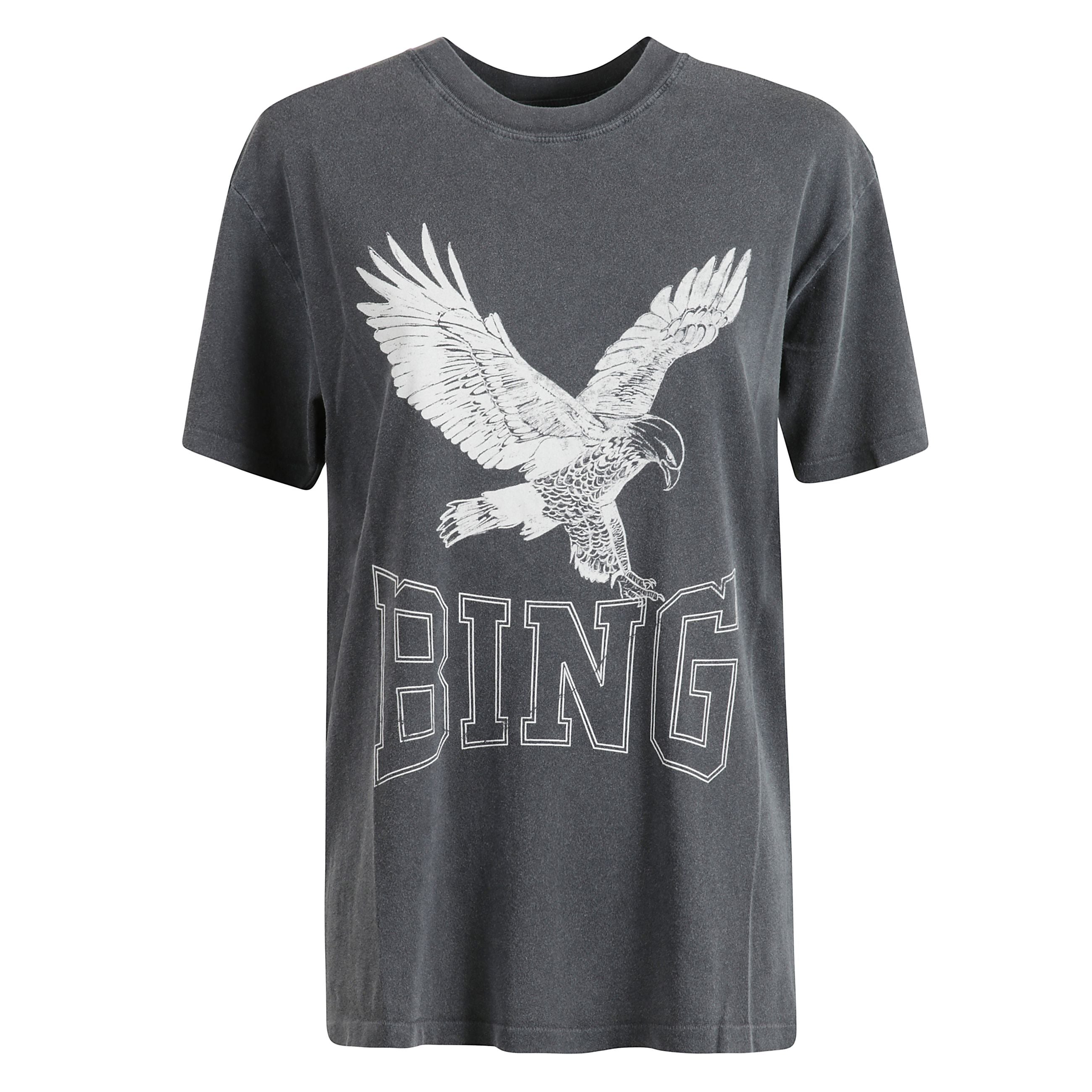 Abbracciando un'estetica audace, la t-shirt anine bing lili presenta una grafica a aquila a contrasto sul davanti, insieme al marchio iconico, elevando questa morbida maglietta di cotone. la finitura lavata aggiunge al vintage, retrò sensazione, aggiunge