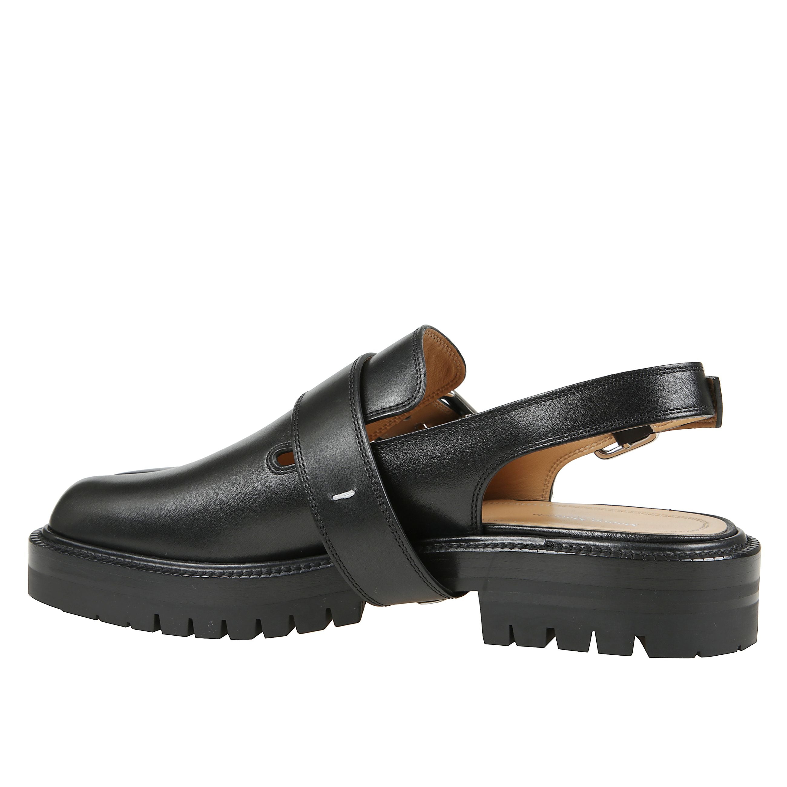 Sandali in pelle tabi county, cinturino con fibbia, soletta in pelle e suola in gomma