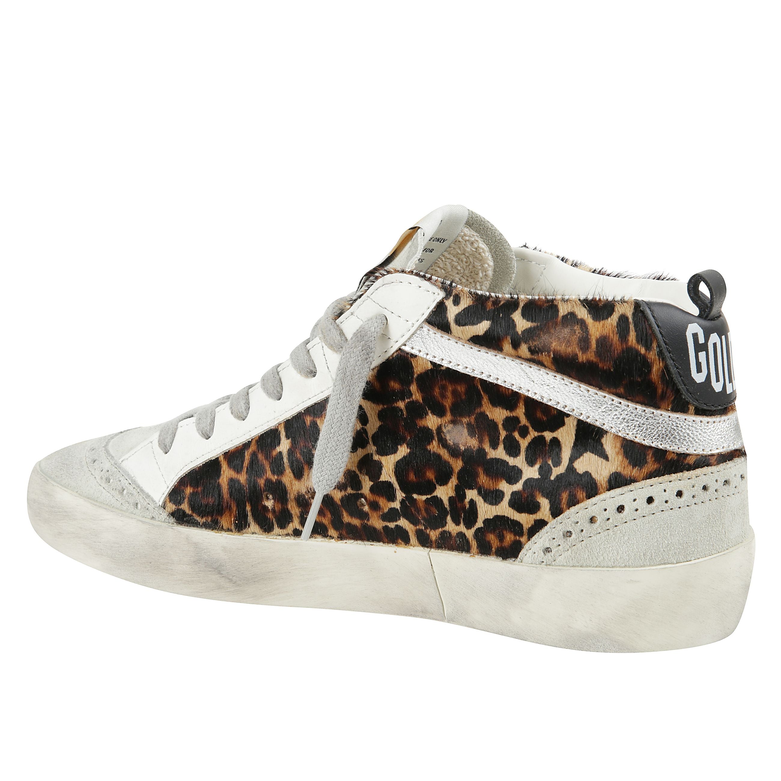 Sneaker mid-star in cavallino leopardato e suede bianco gesso