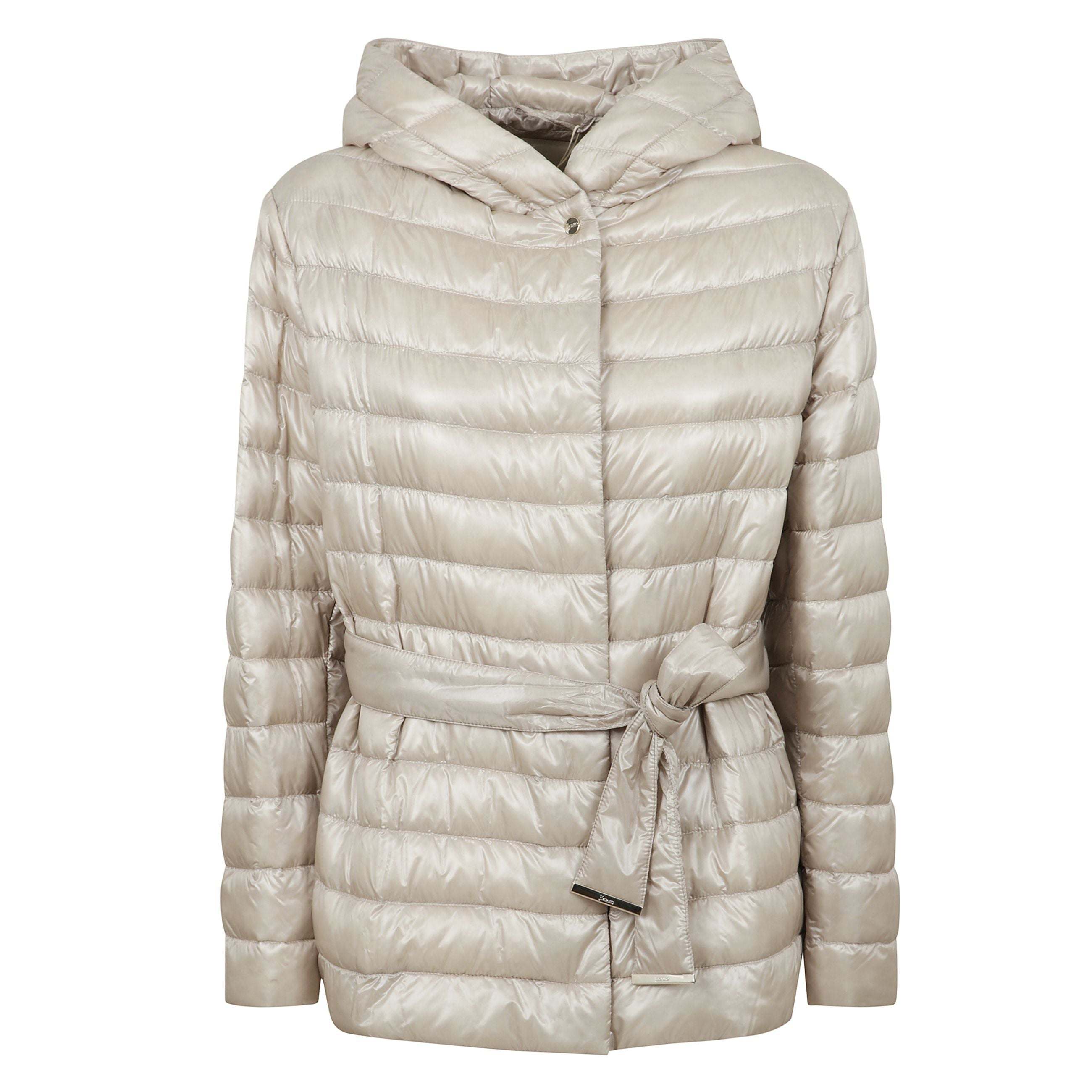 Piumino trapuntato con cappuccio, abbottonatura frontale, chiusura con nodo