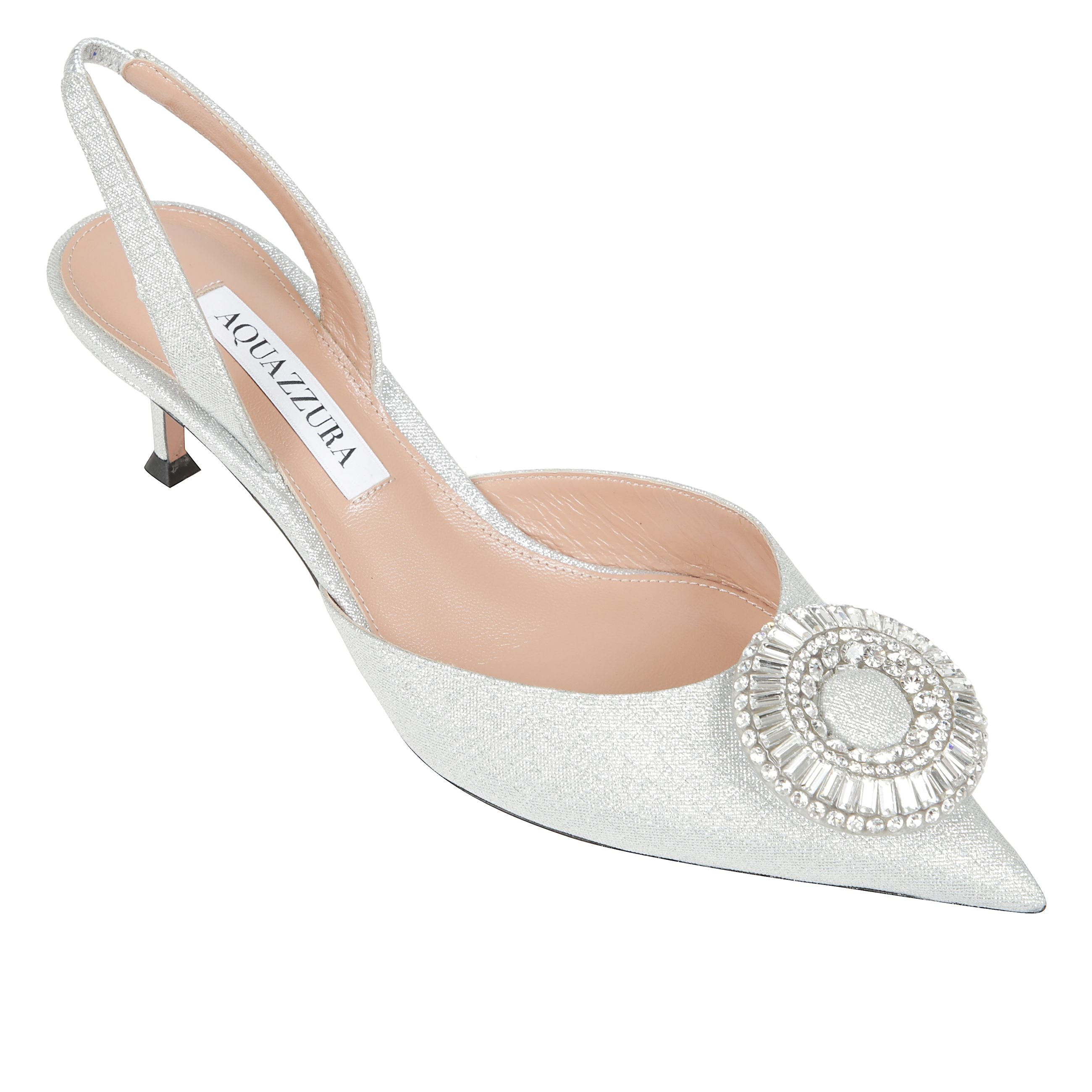 Crystal hoop sling 50 pumps con design a punta con fascia elasticizzata sul tallone e soletta in pelle con logo