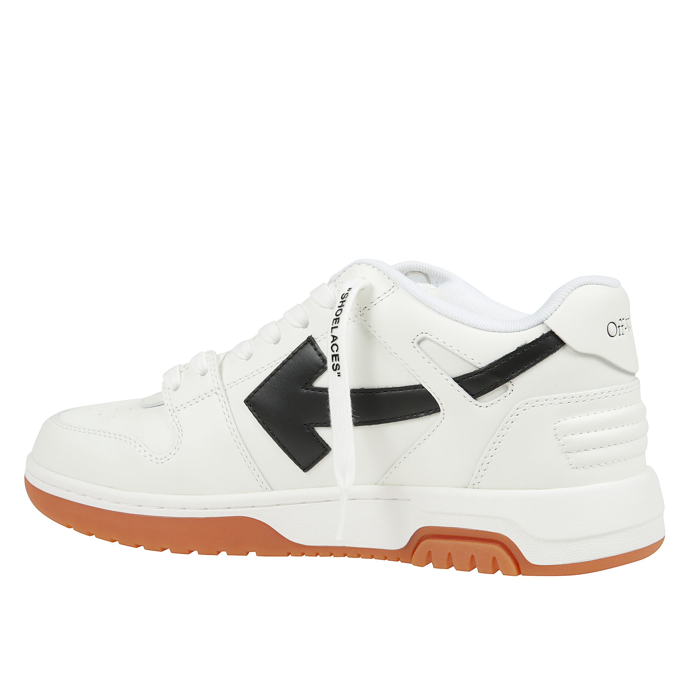 Out of office calf leather white black
con chiusura frontale con lacci, logo sul tallone, punta tonda e suola piatta in gomma