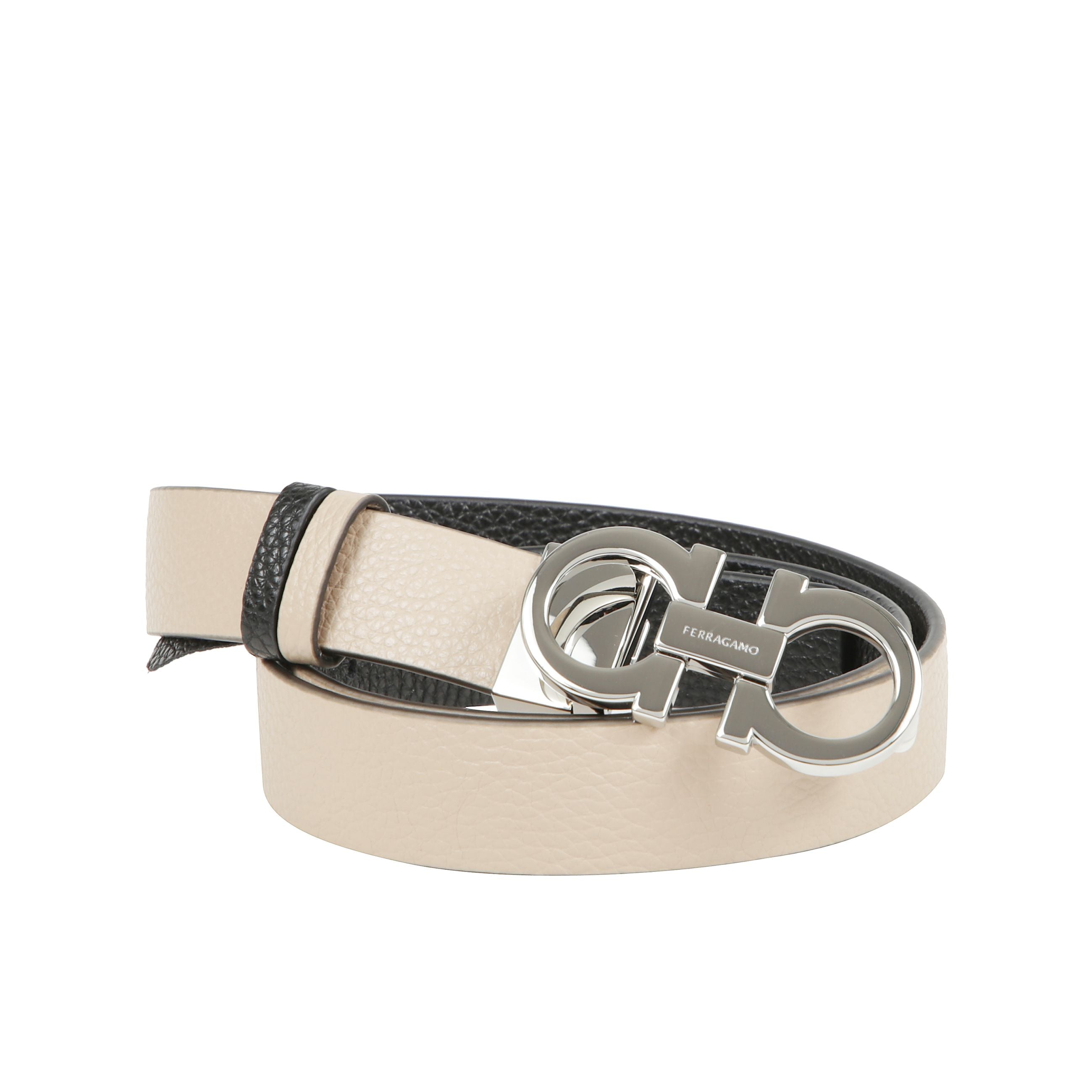 Cintura reversibile e regolabile con fibbia gancini