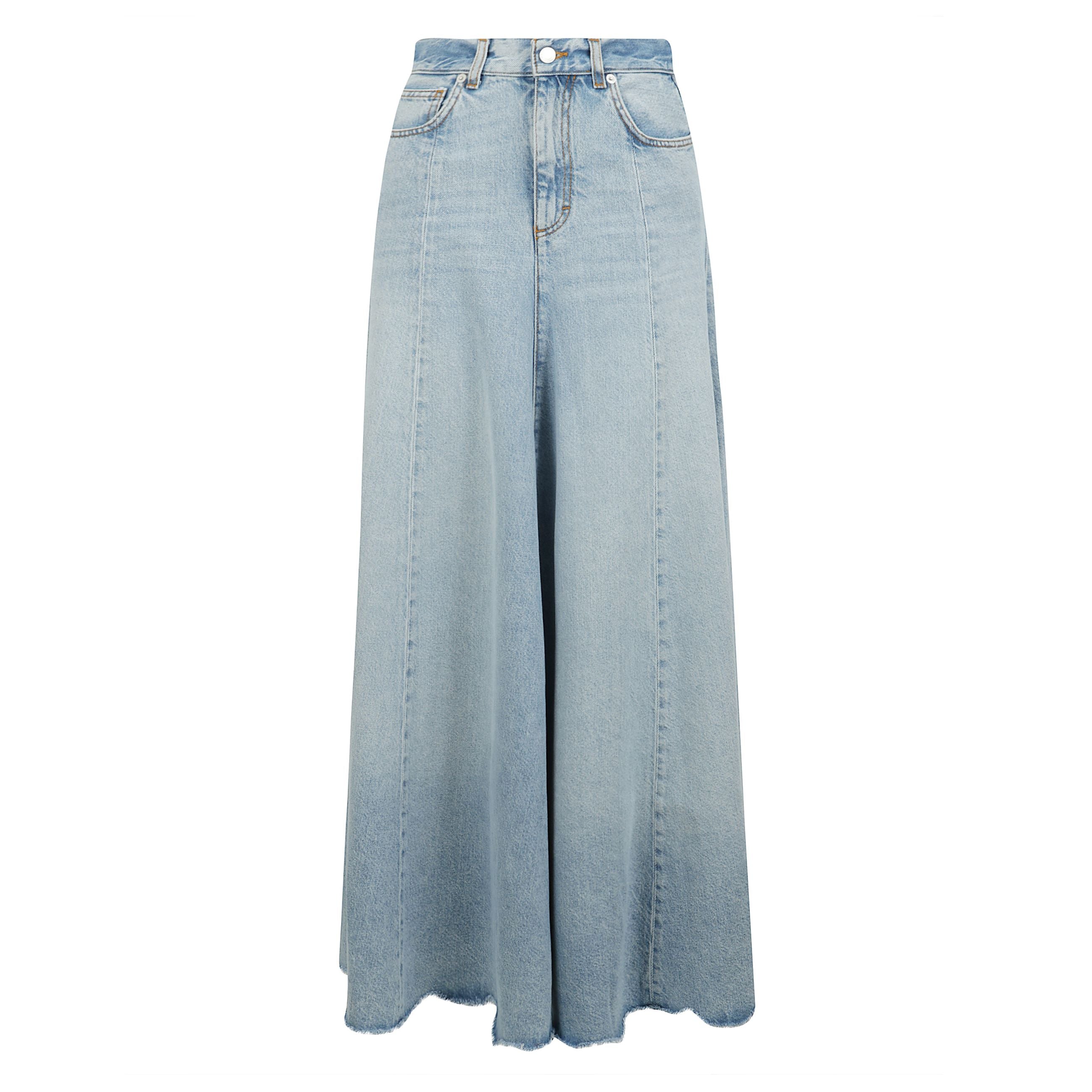 Gonna lunga in denim dal design ampio, con tasche e passanti per cintura